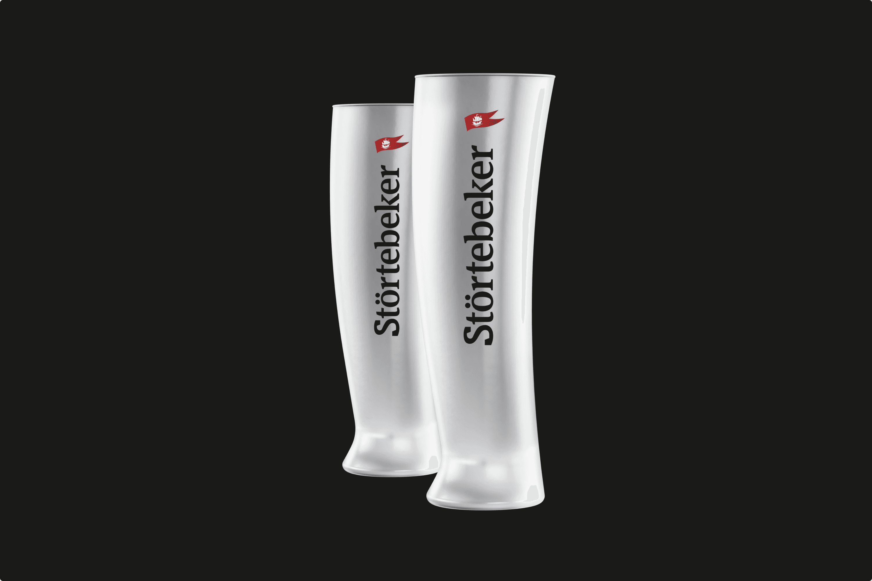 Two clear Störtebeker beer glasses