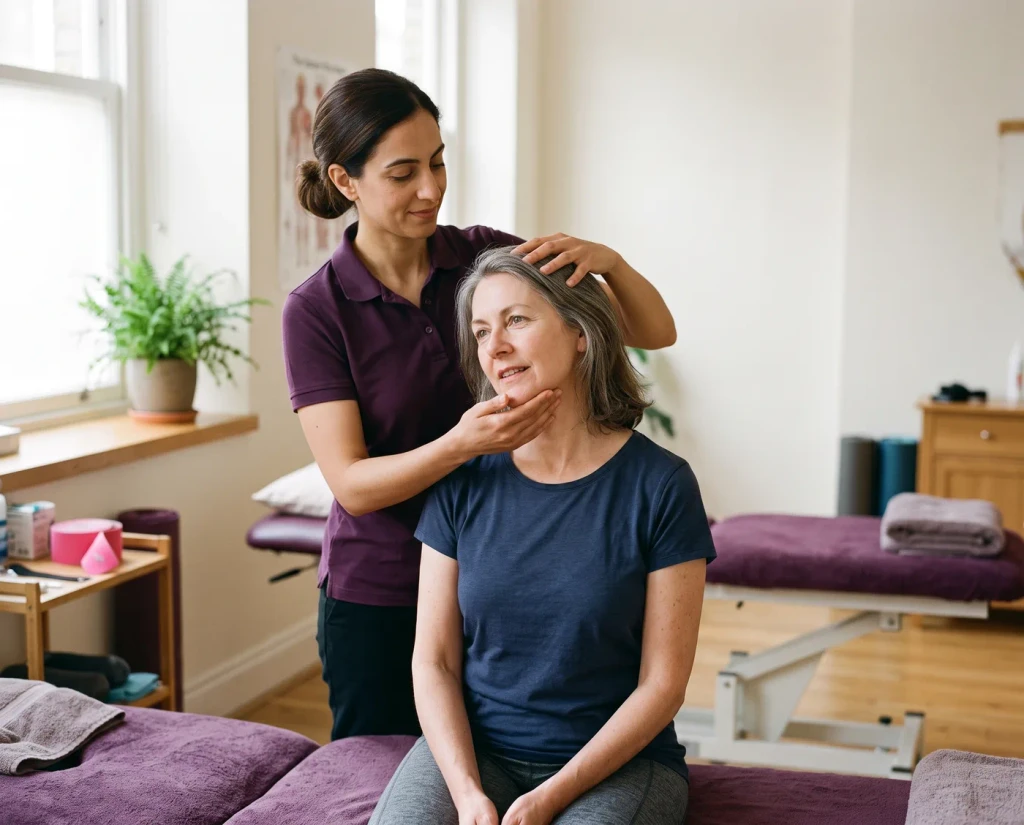 Physiotherapist treating a patient's back