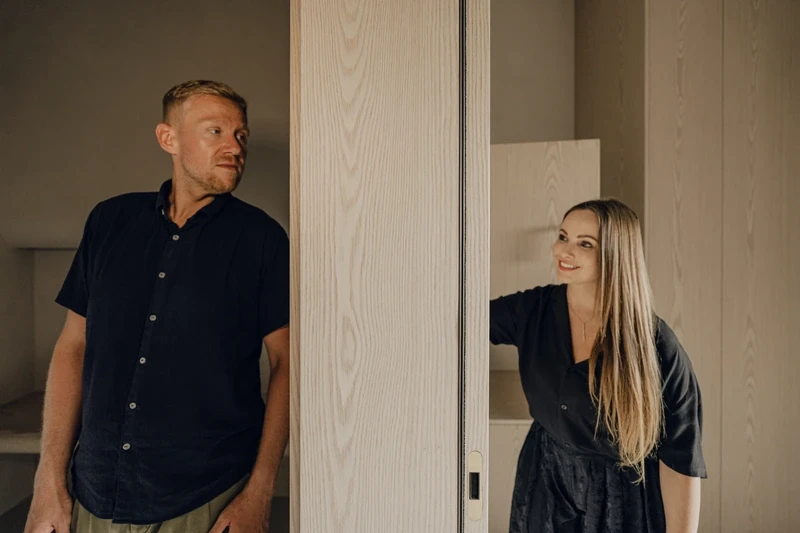 Woman and a man in cabin