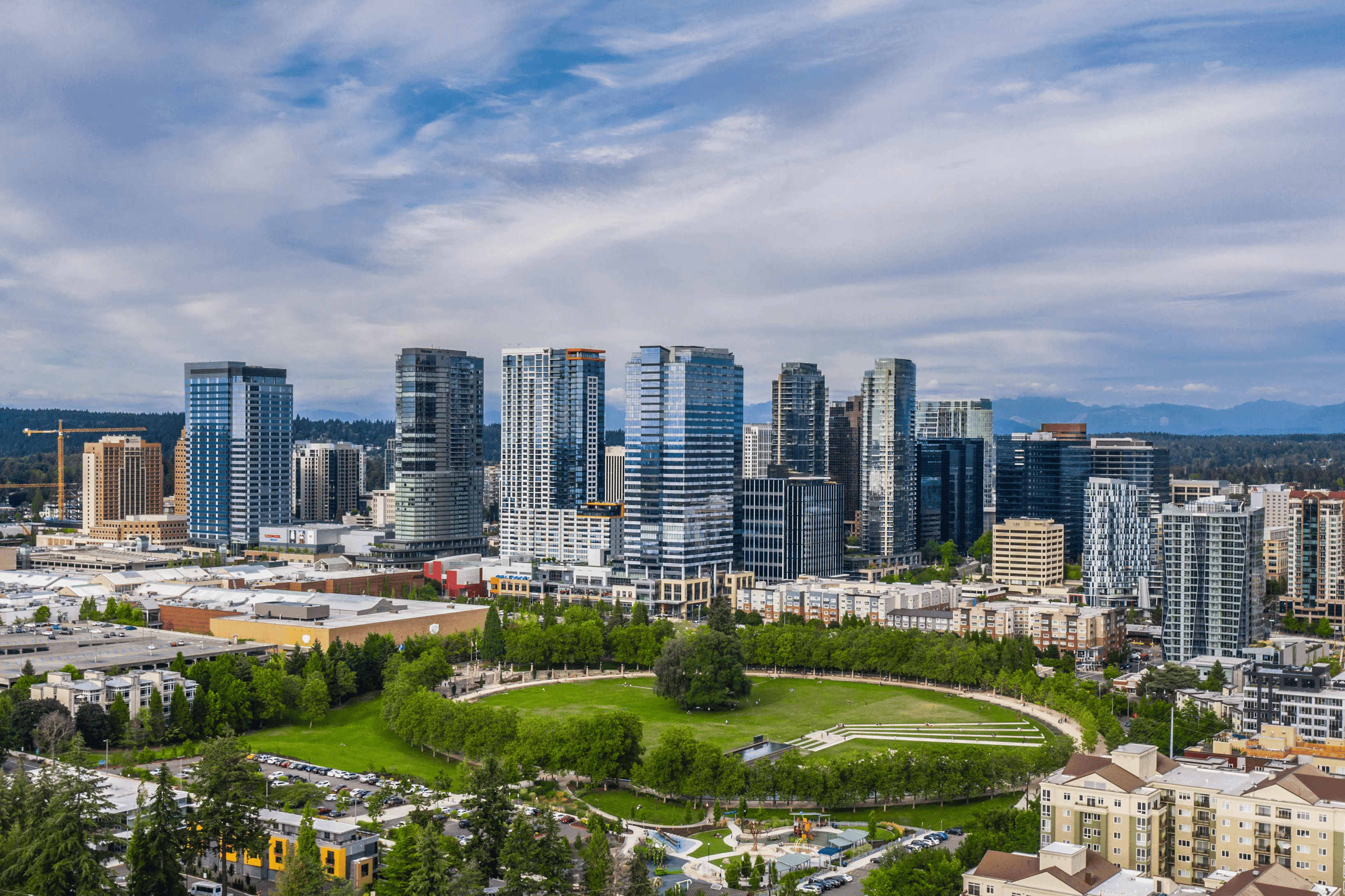 Aerial photograph of downtown Bellevue, Washington