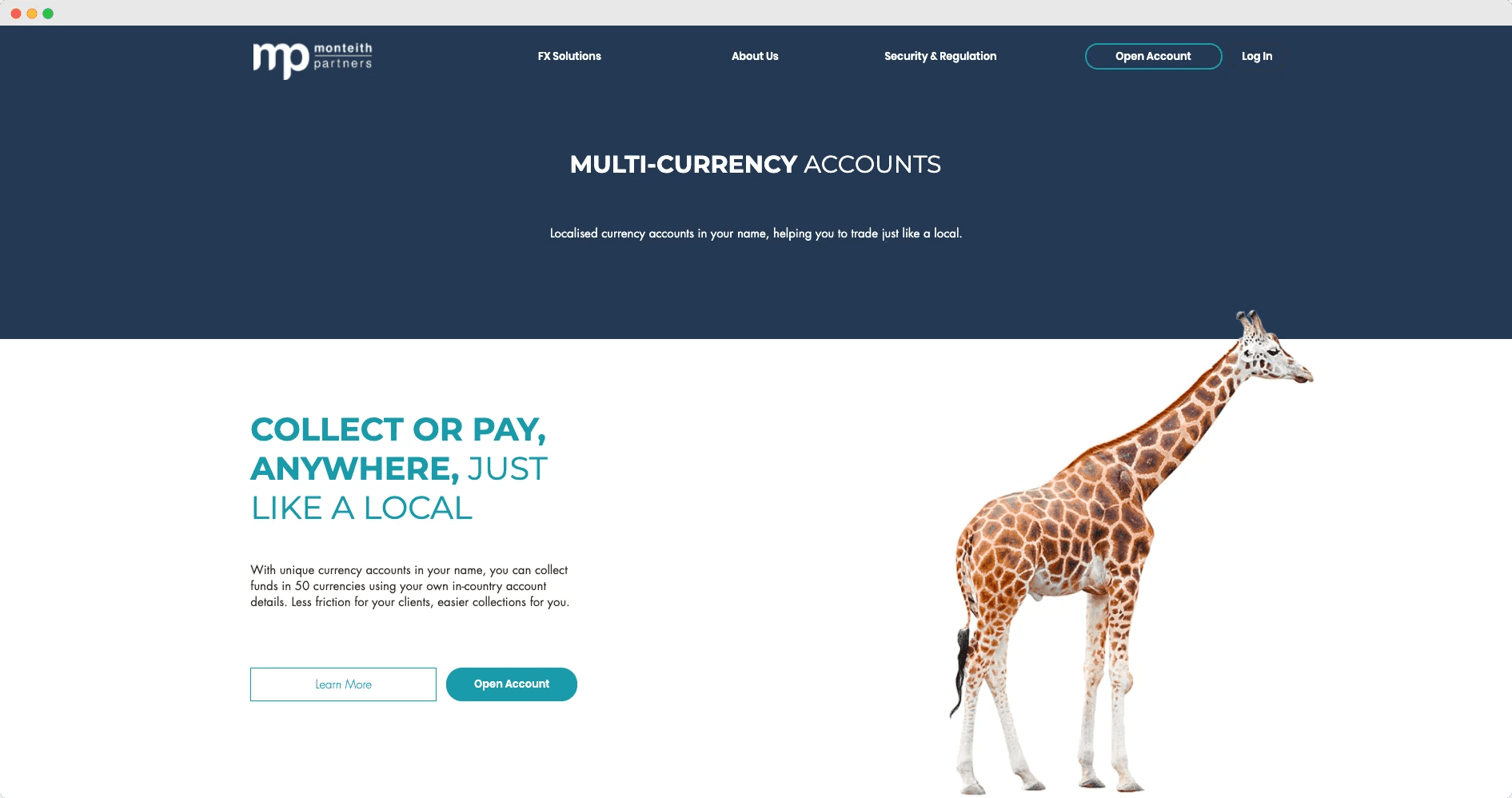 Currency accounts page design