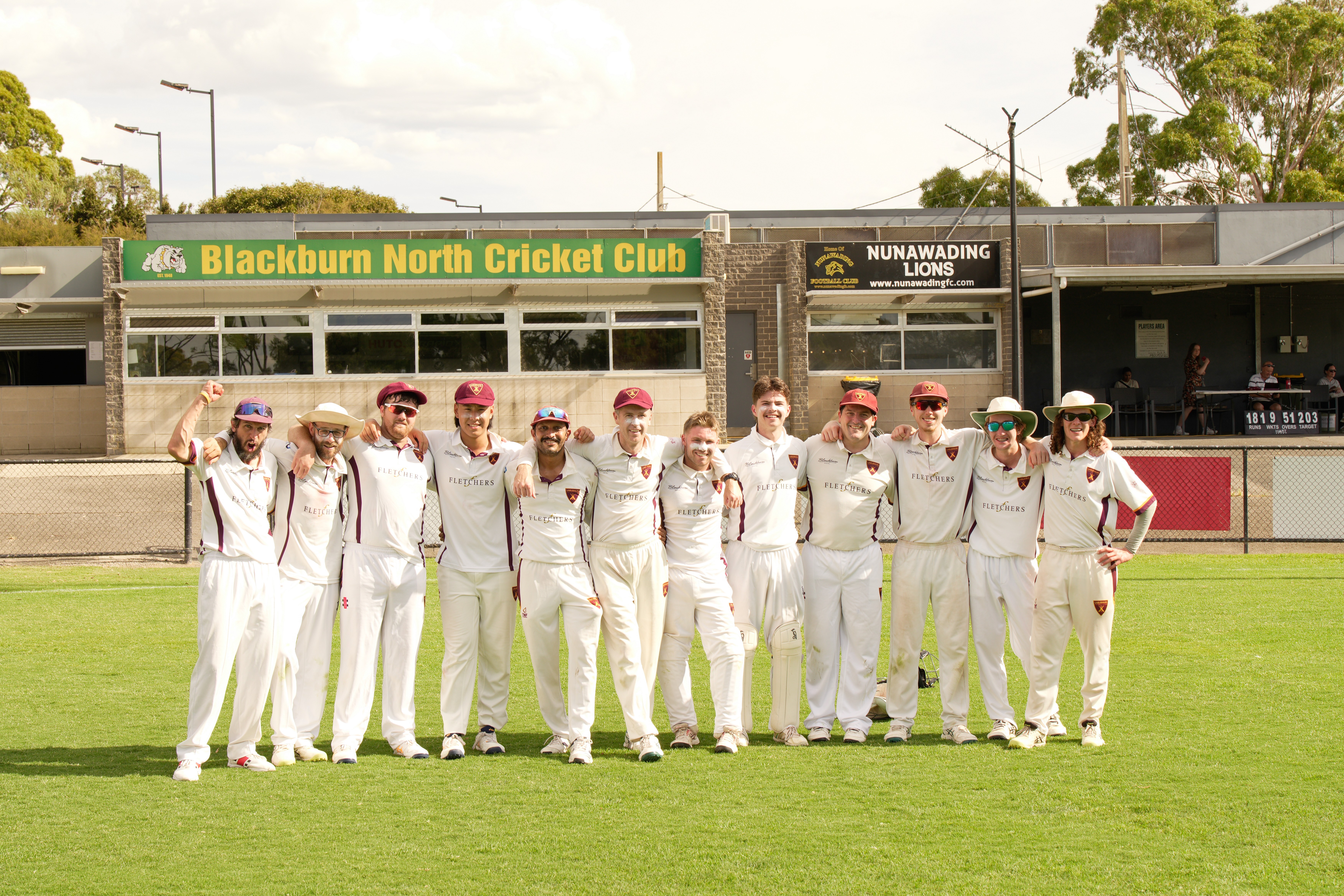 Cricket team celebrating after a win