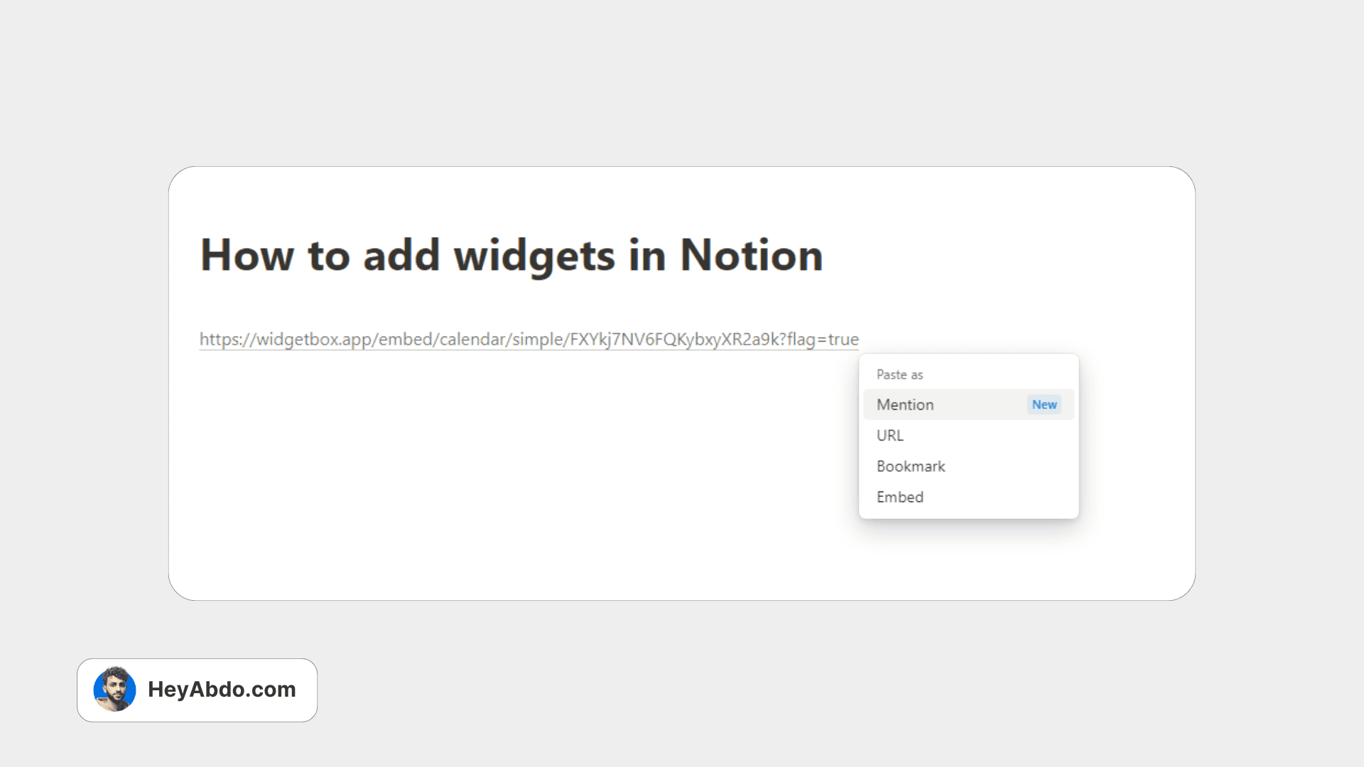 How to add widgets in Notion method 1