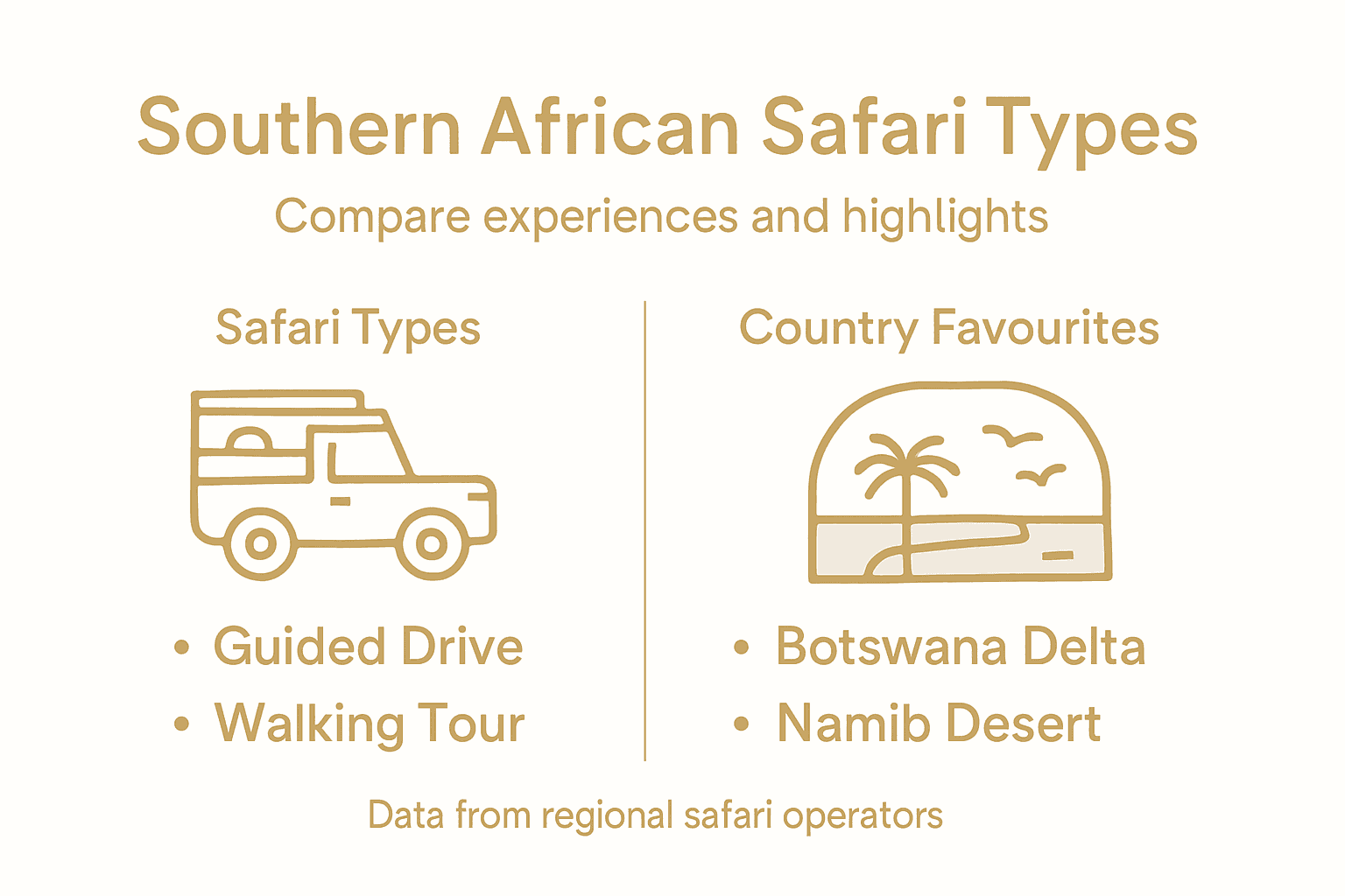 Infographic comparing safari types and locations