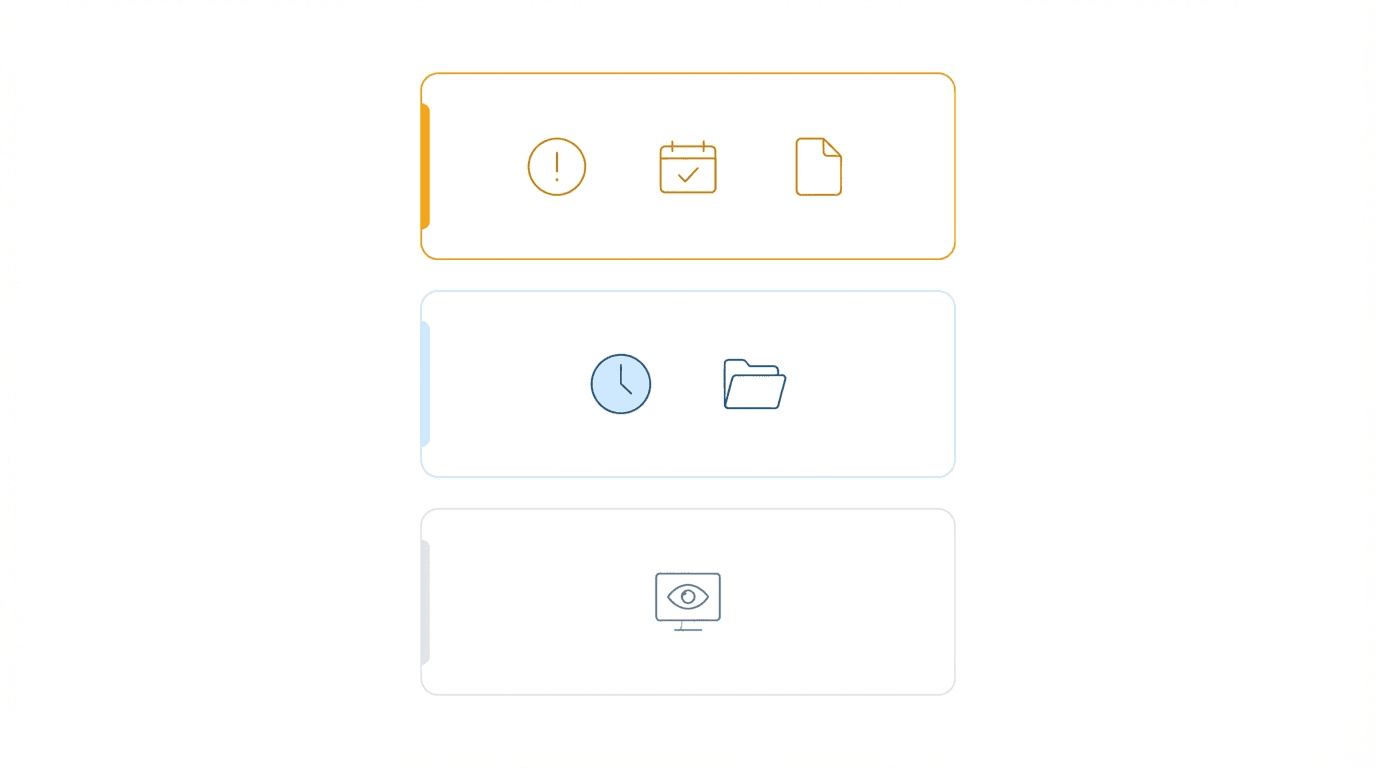 Three-tier priority matrix showing cases organized by urgency level from Tier 1 act-today to Tier 3 monitor