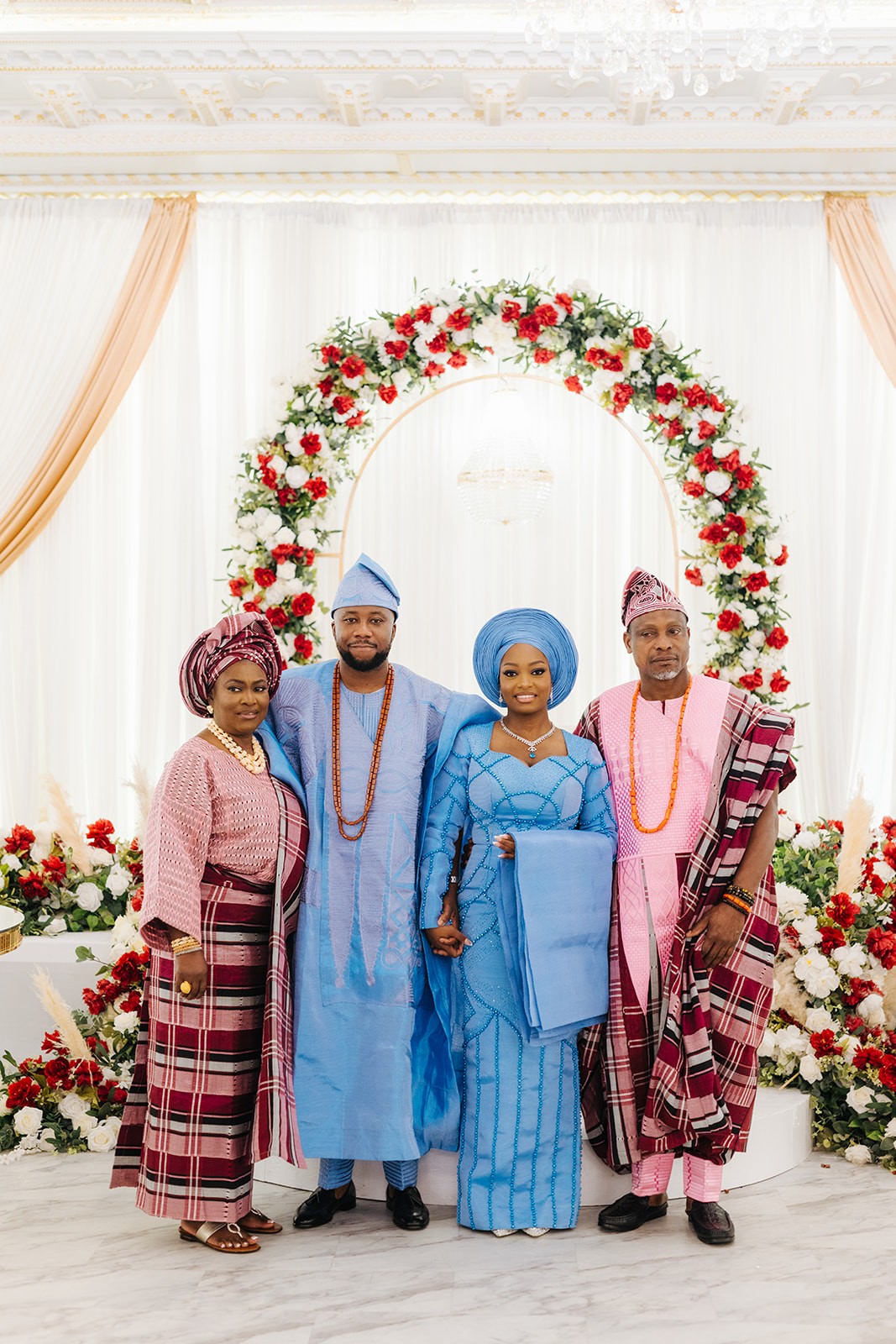 Bride and groom celebrating their wedding in canada, destination wedding with friends and family