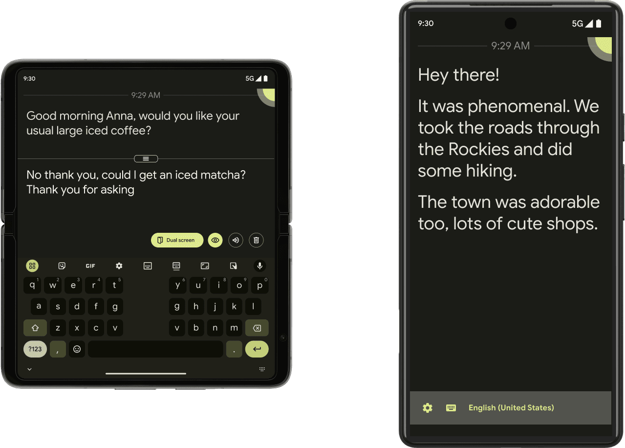 Live Transcribe on foldable and standard phone