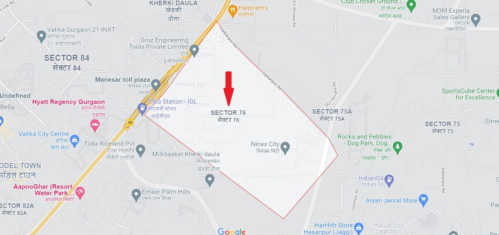 m3m sector 76 location map