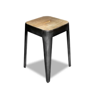 Tabouret bas "Design industriel et bois de mangue"