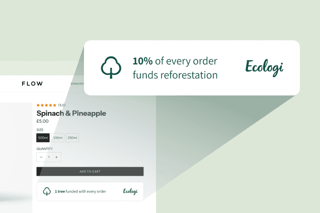Online purchase automatically funding reforestation through Ecologi