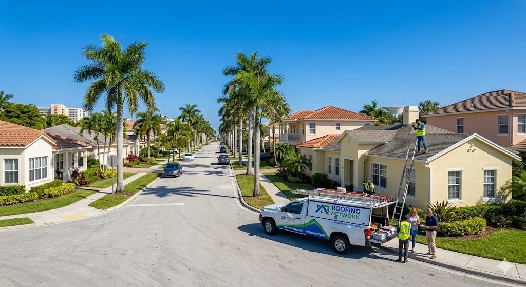 Roofing contractor Hollywood FL — tile roof replacement on residential home in Emerald Hills by Roofing Network licensed contractor