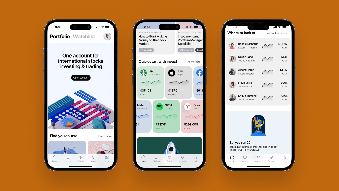 Concept of the Admirals investments application