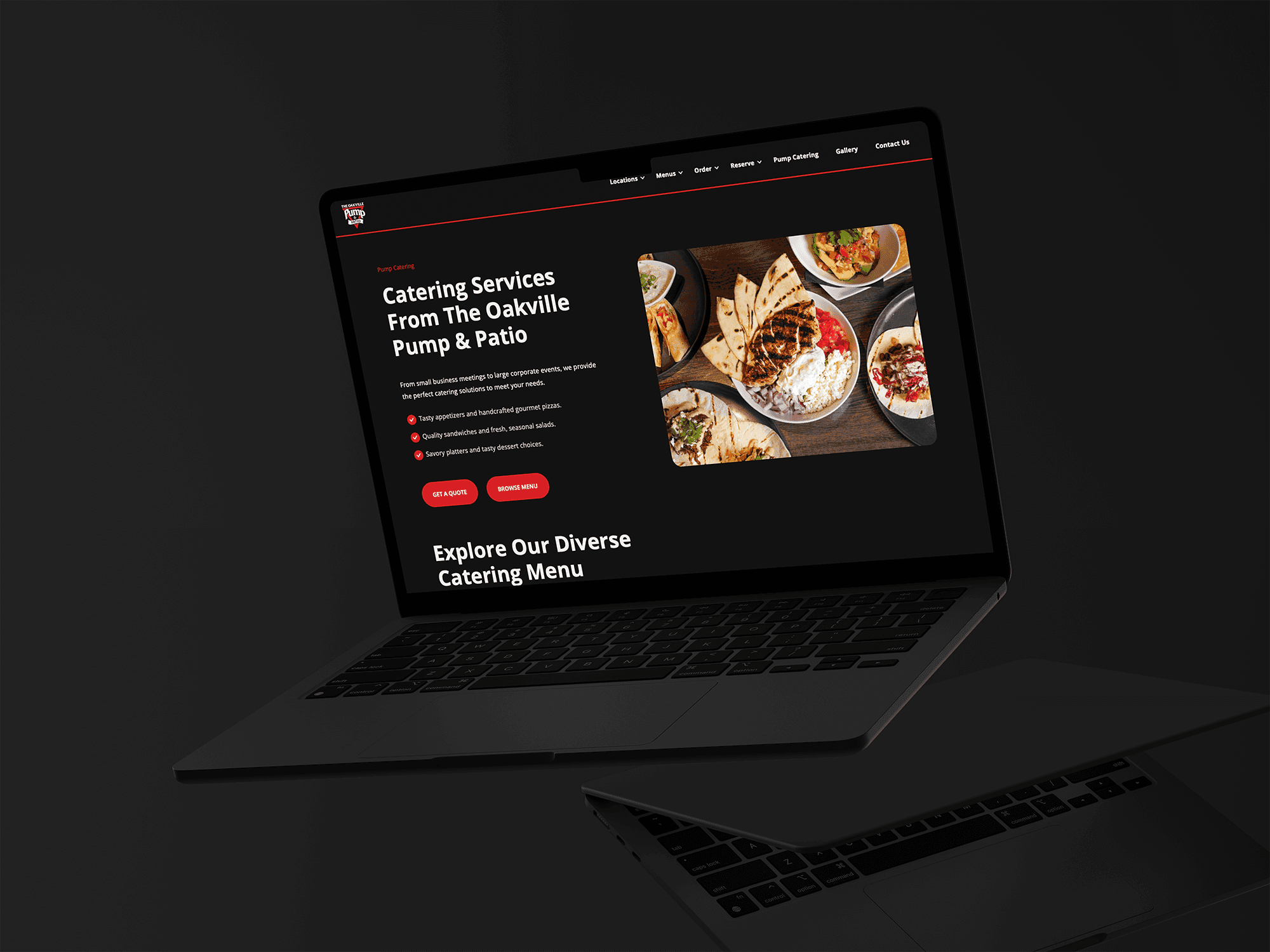 Mobile-optimized website design for Pump Group restaurants