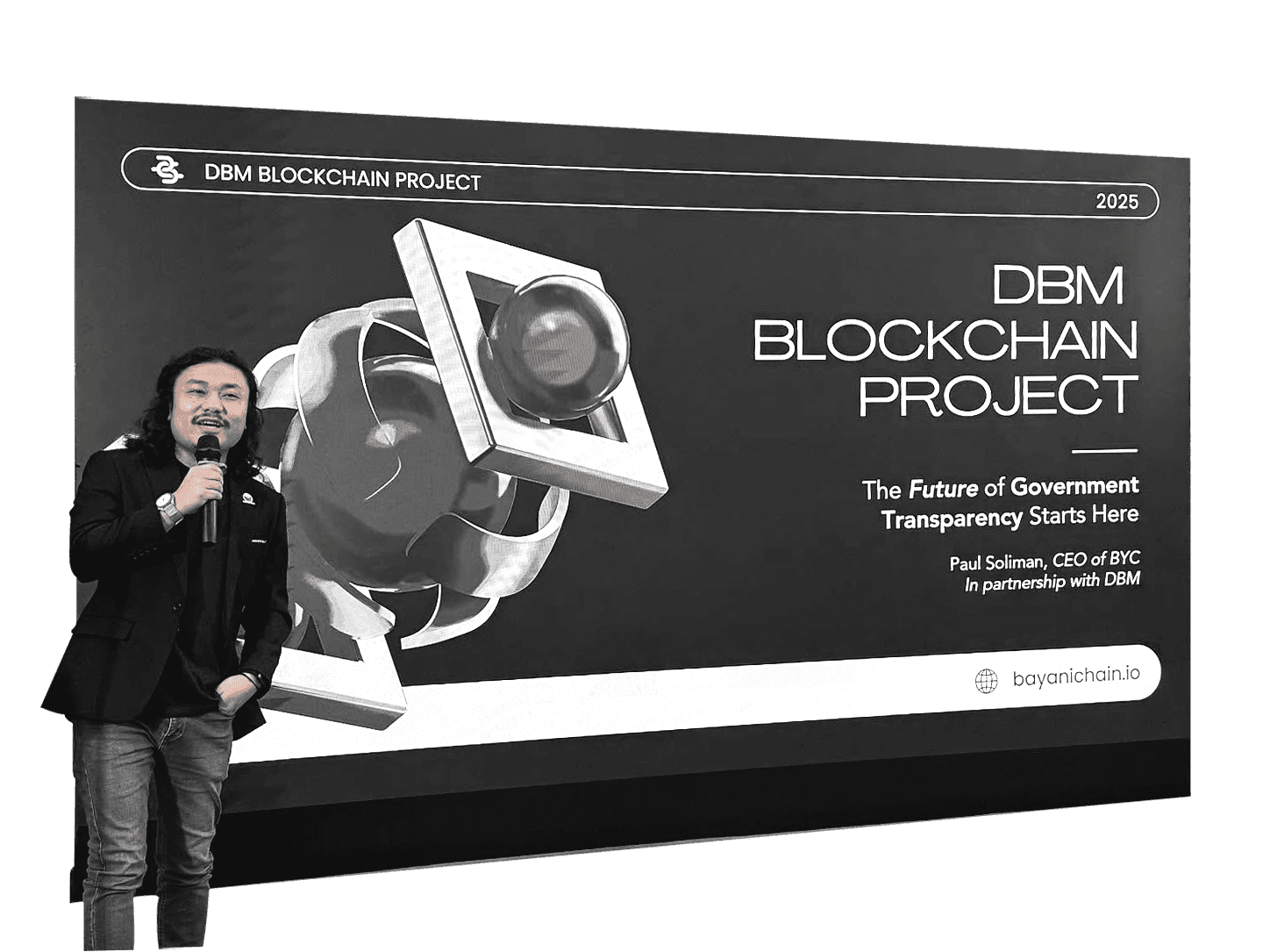 Hand holding a smartphone with a blank screen against a dark background.