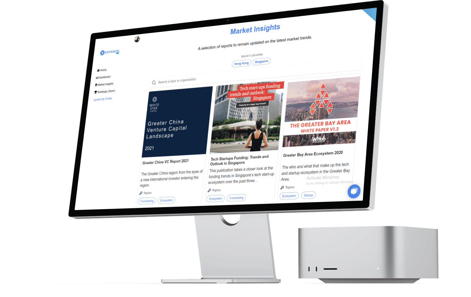 A mockup of an early stage Expando page.