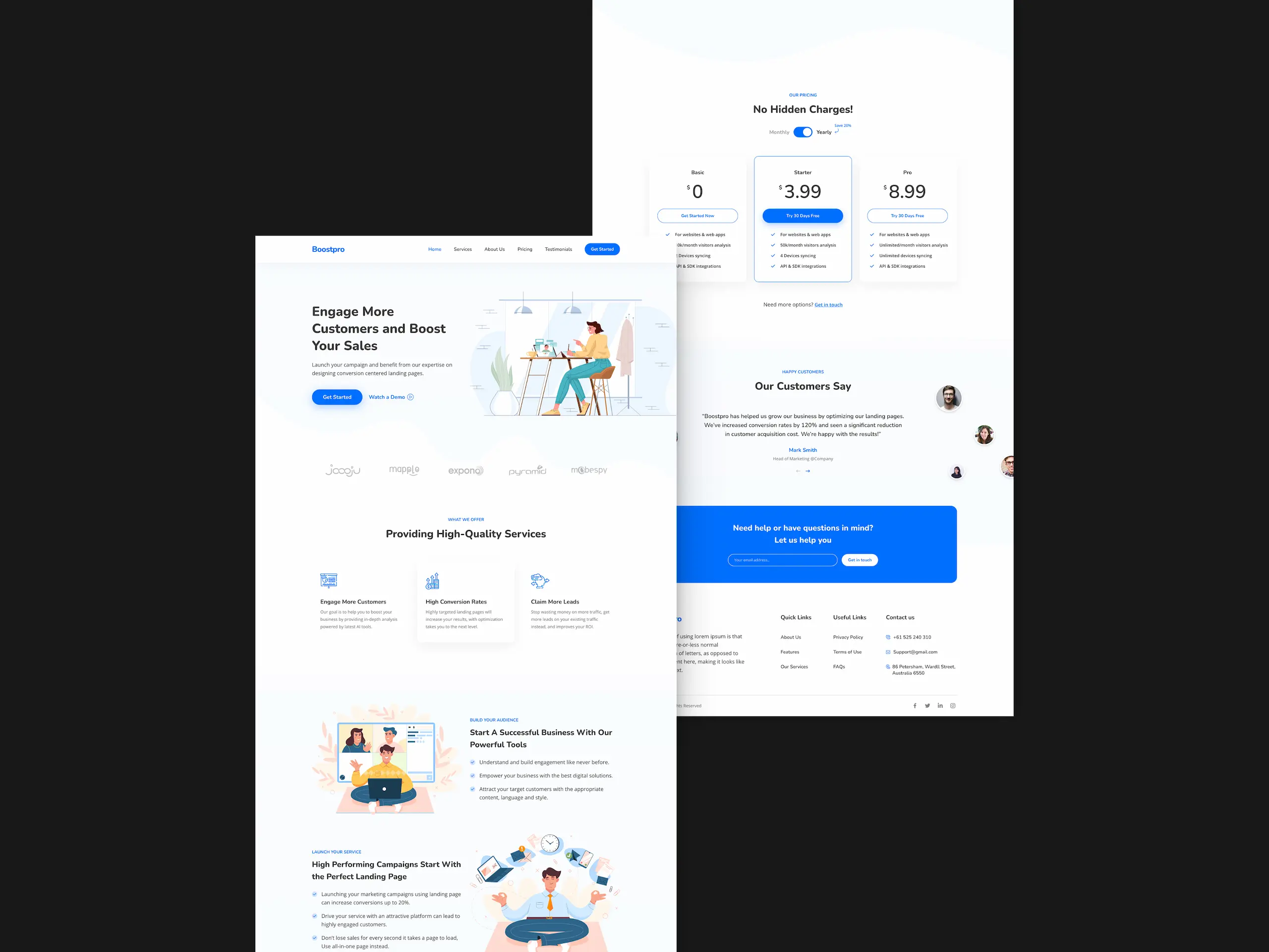 Two screenshots of the website home page