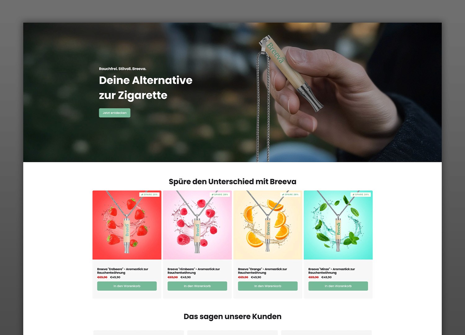 Shopify Shop Startseite
