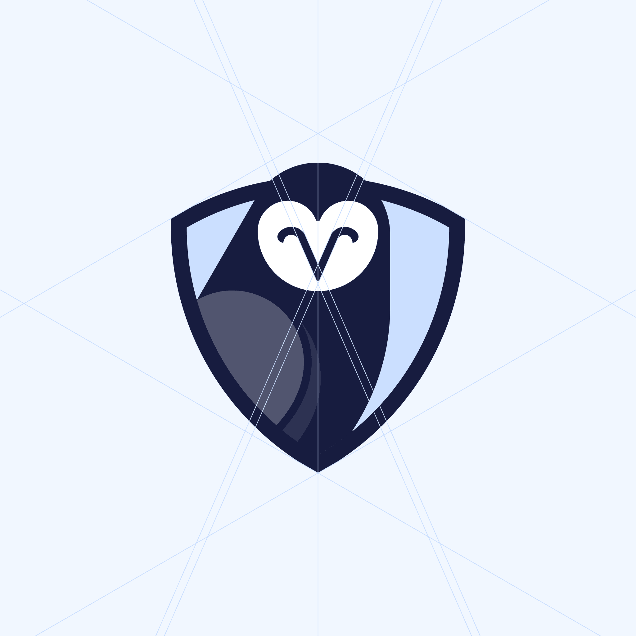 Fent Detect owl shield shown on light blye background with grid line overlaying the logo.