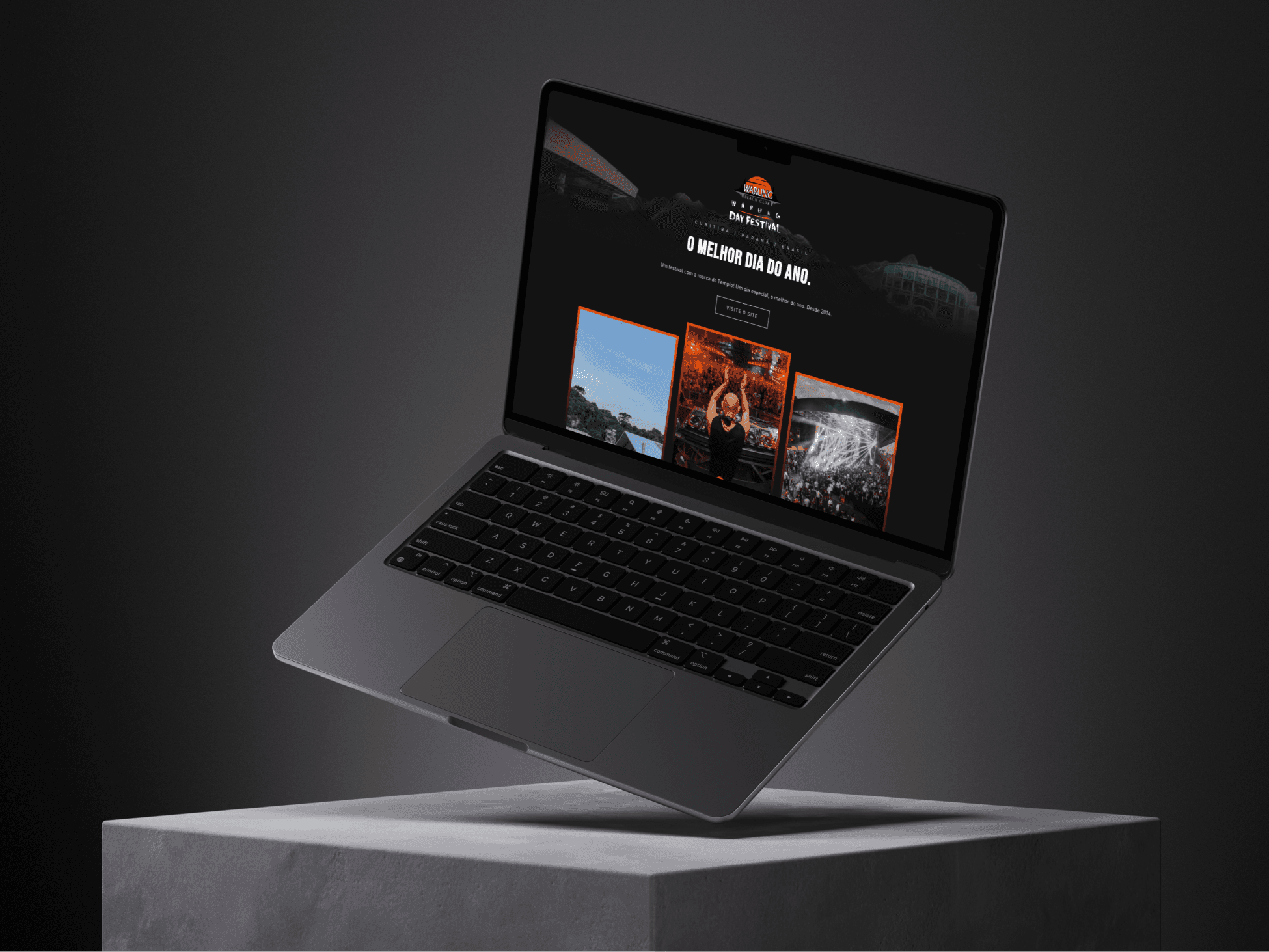 Mockup desktop do site do Warung Beach Club.