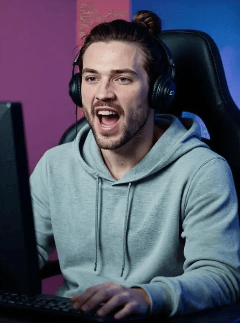 AI UGC Video Generator creates gaming reaction content.