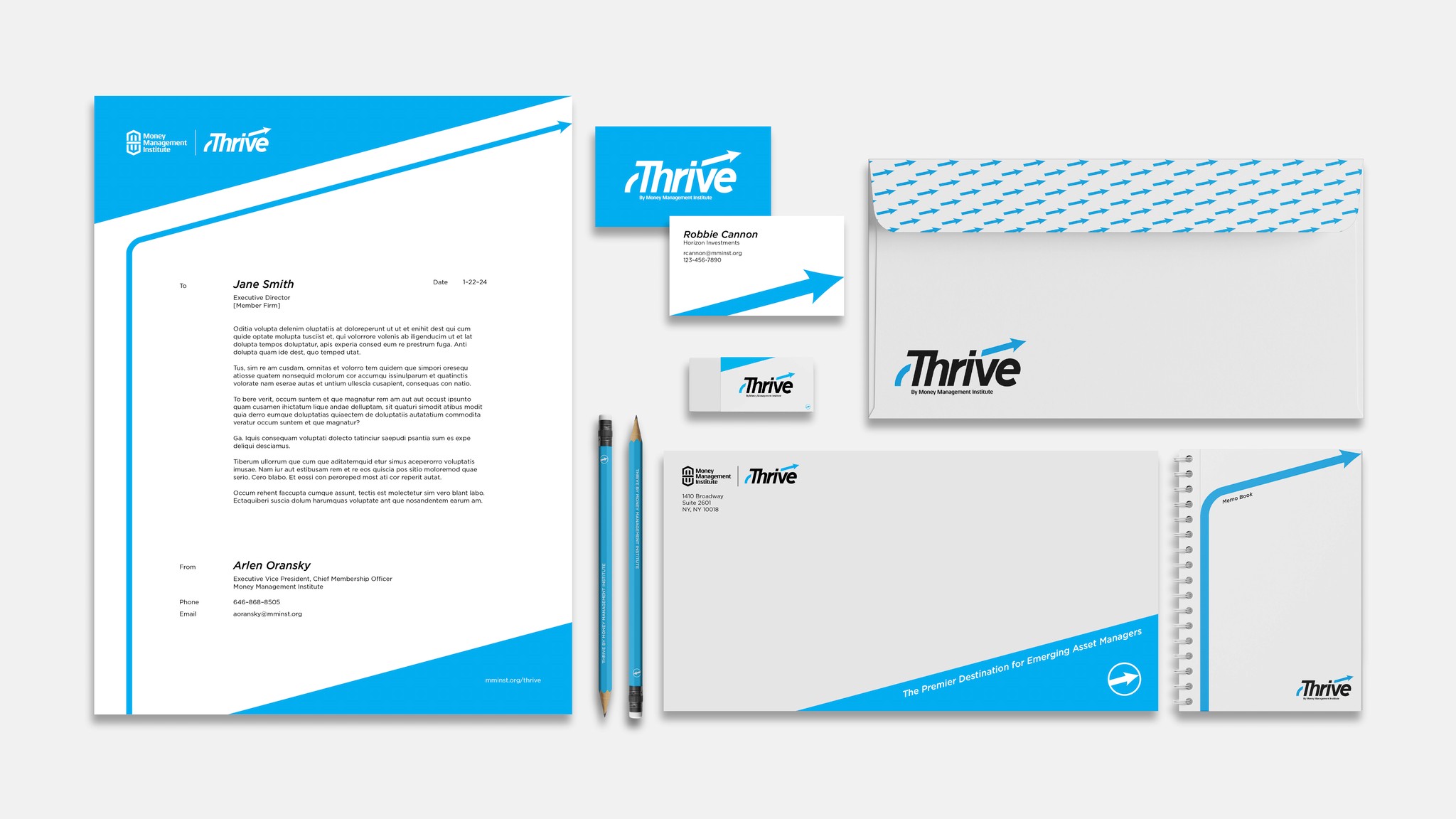 Thrive branded stationery mockup