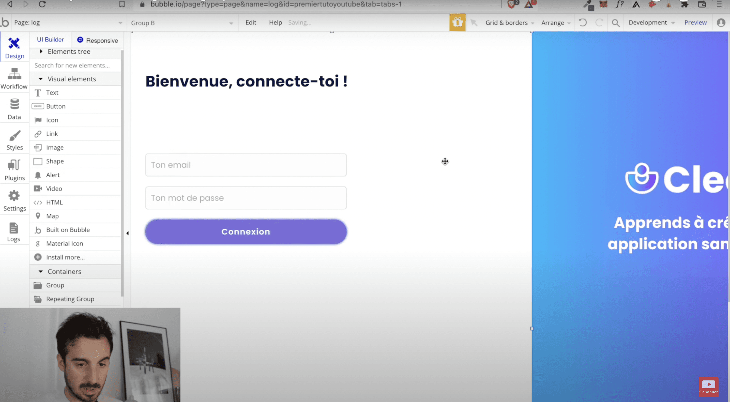 Création de la page de login