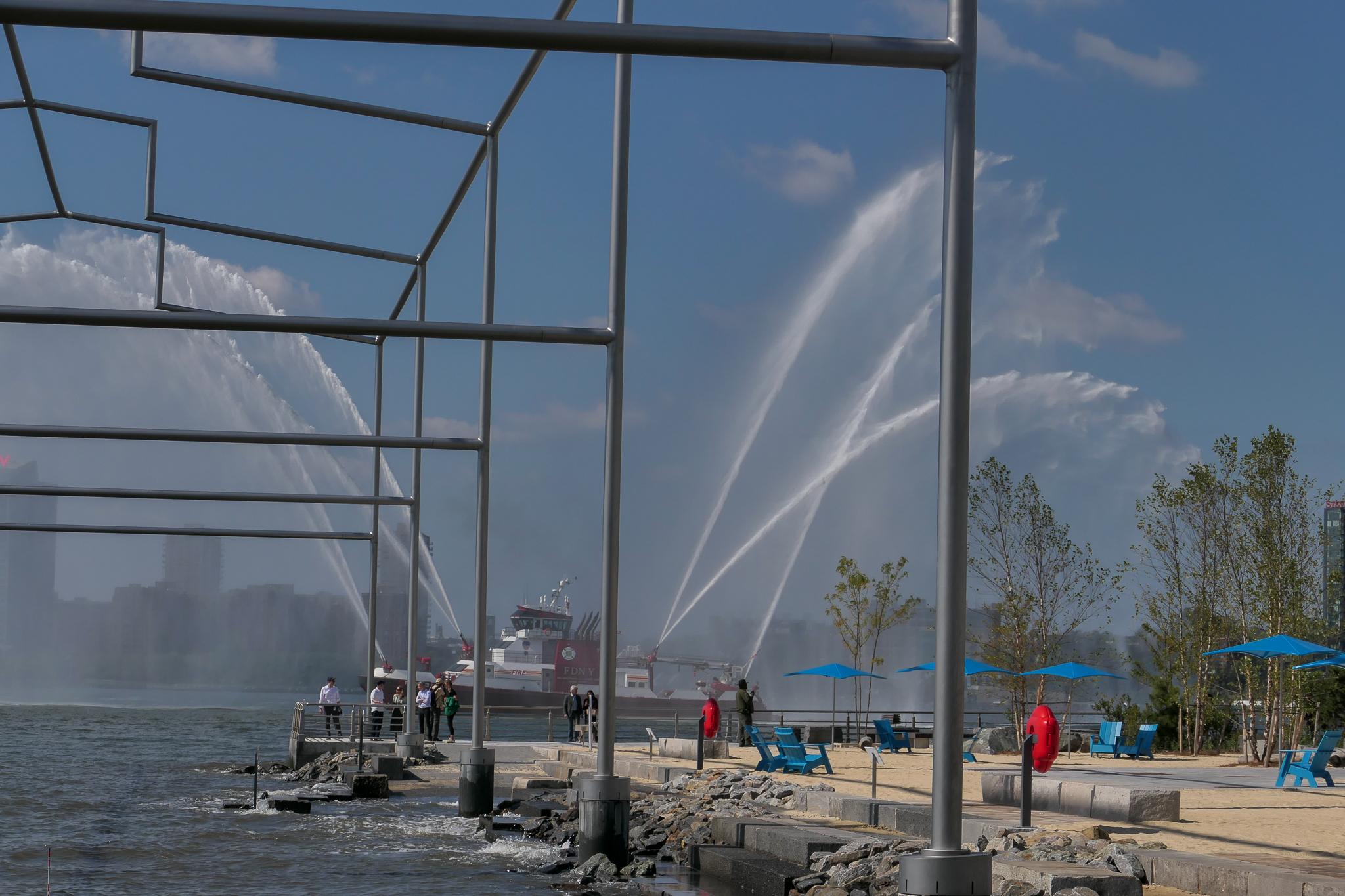 The beach and recreation at Gansevoort Peninsula - inspiration for what the Brooklyn Bridge Beach could look like