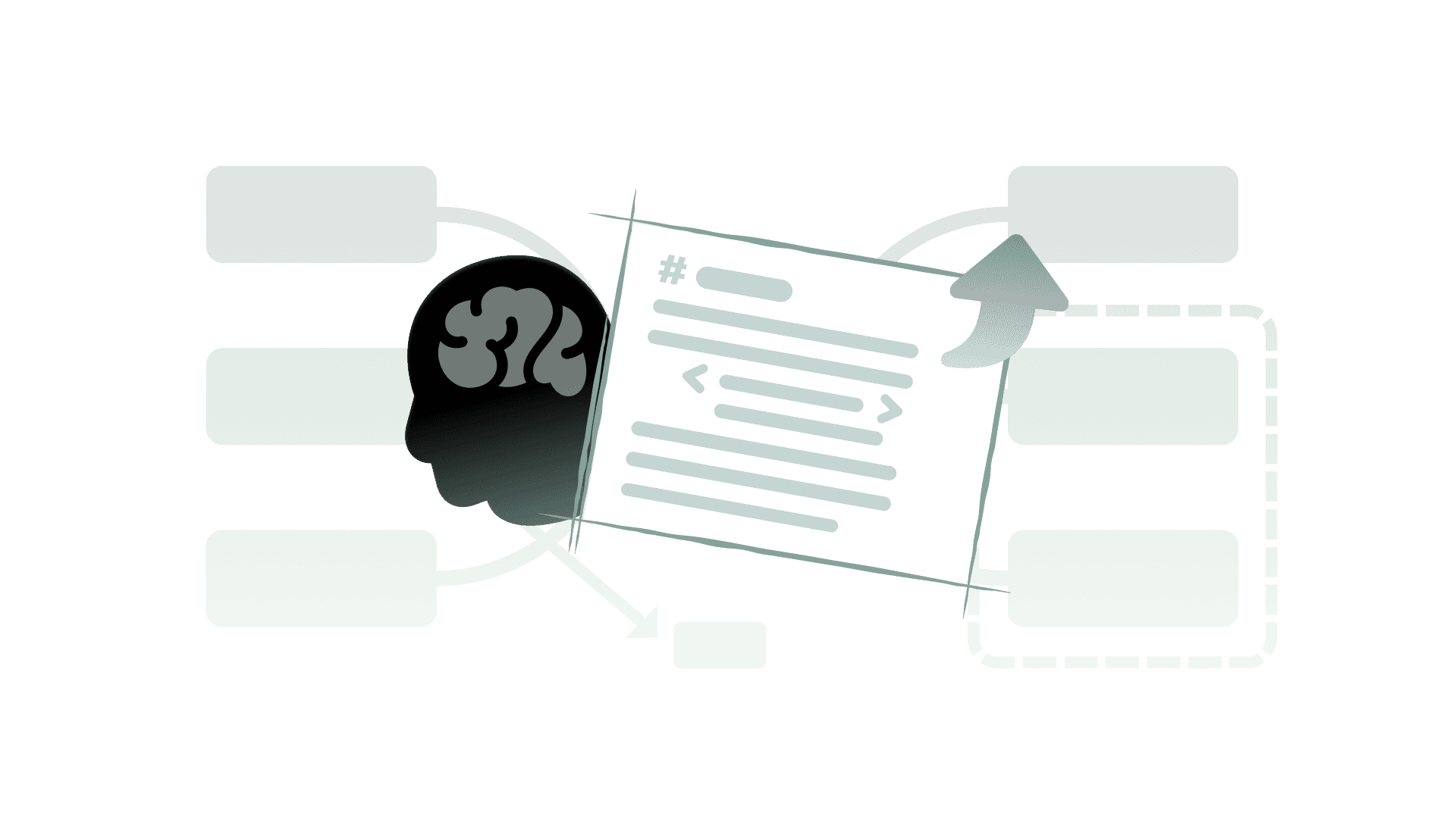Illustration of OPML outlines turning into visual mind maps for faster understanding