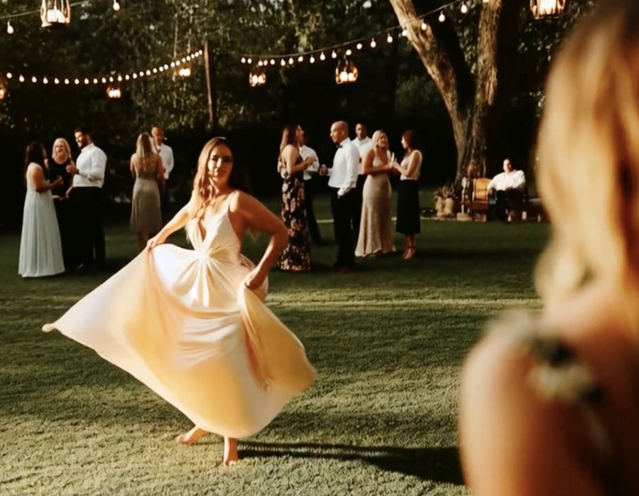Friends embracing during a meaningful wedding moment