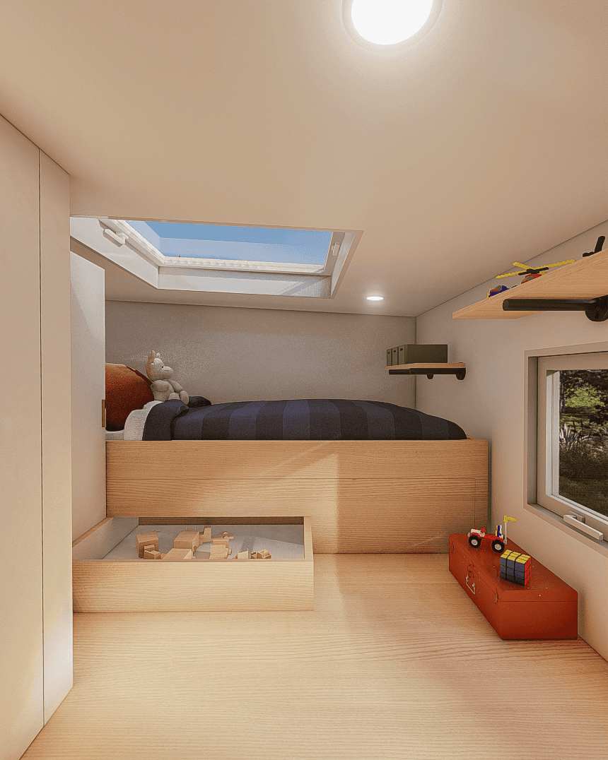 Double Trouble 7m/24ft tiny house kids bedroom