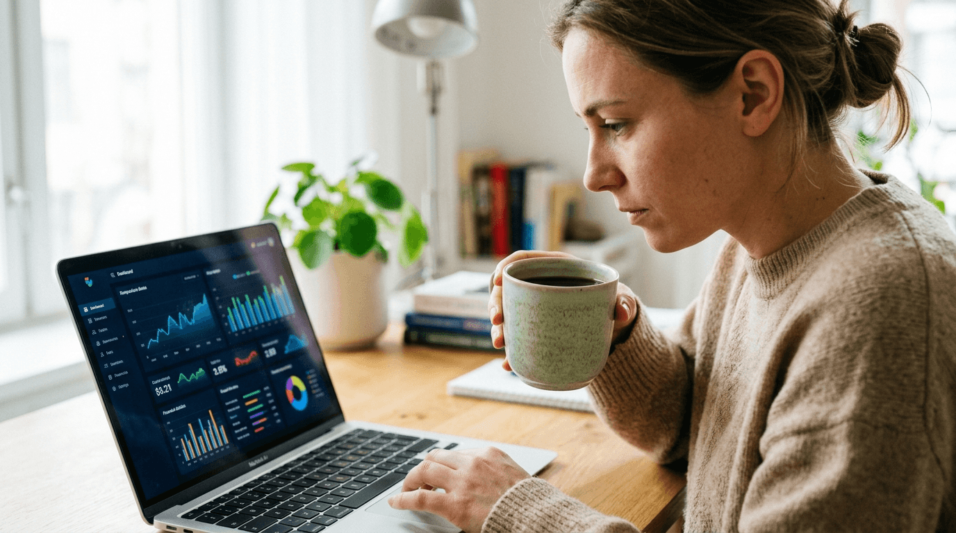 Etsy seller analyzing niche market data on laptop