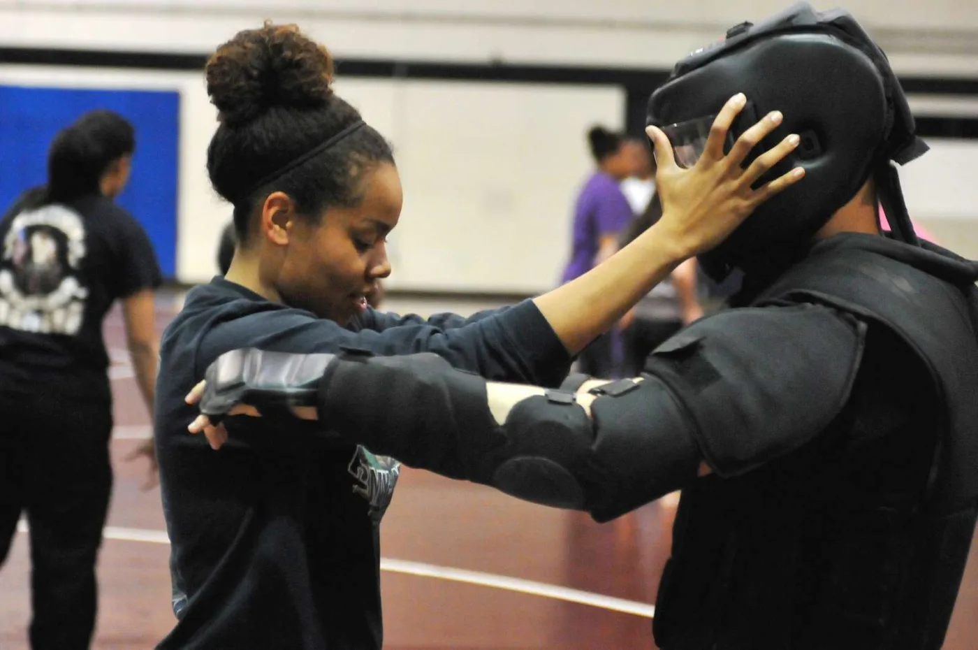woman inself defense class