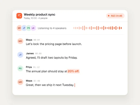 Fieldnote, Record & transcribe