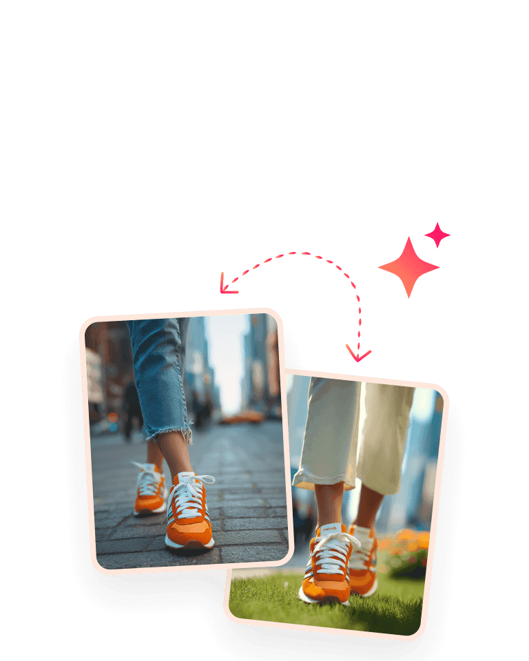 Visual depicting an example of how VibeCart AI can help users create different instances of images to use on messaging campaigns.