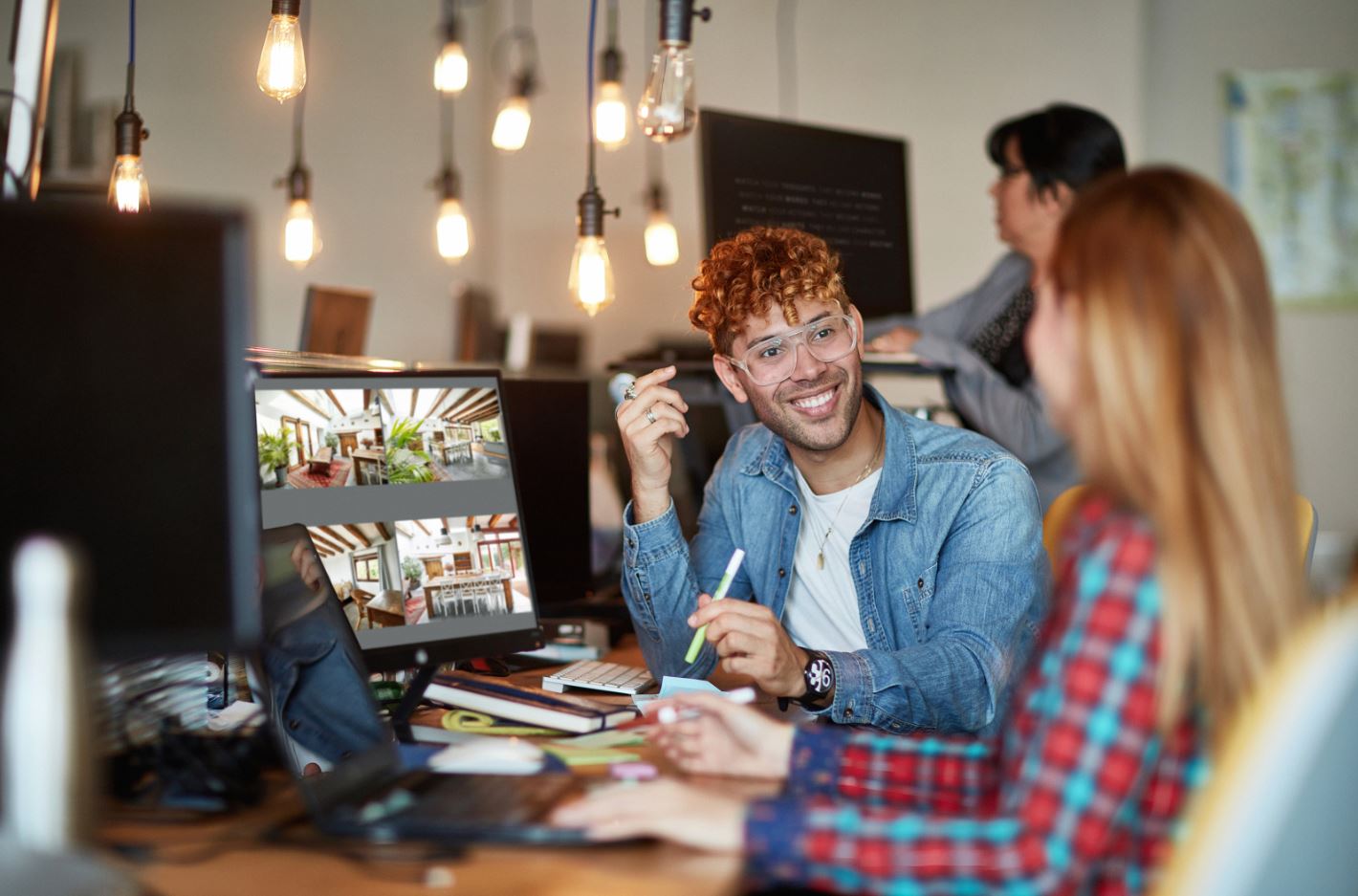Team working together at Portland office
