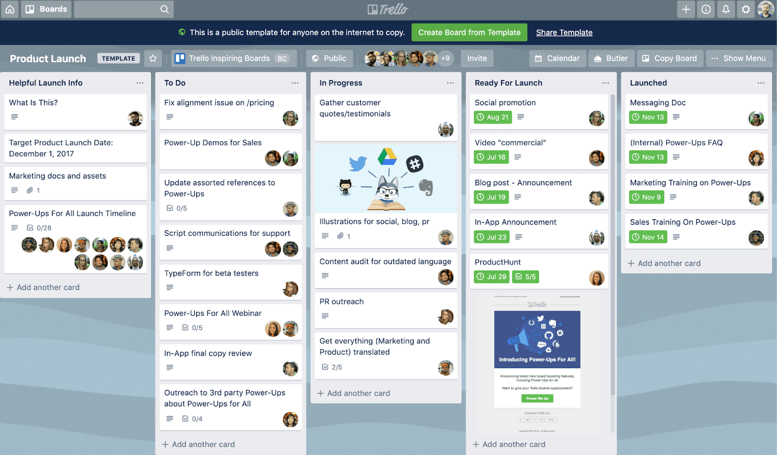 Giao diện quản lý công việc của Trello