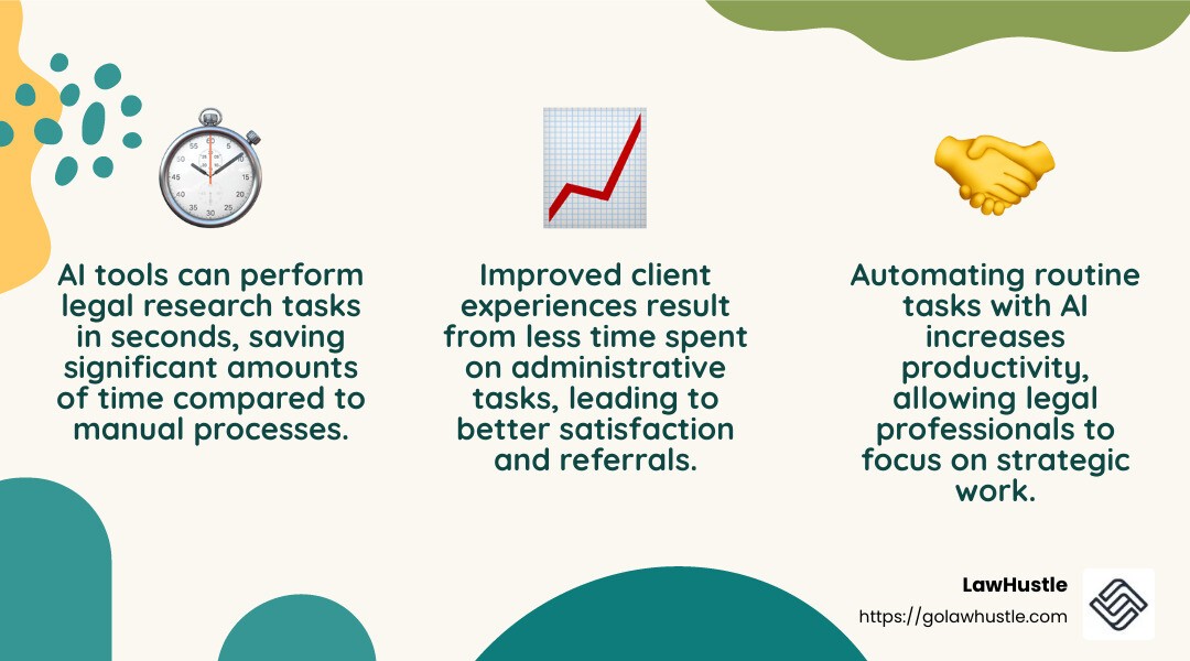 AI saves time in legal research - AI tools for law firms infographic 3_facts_emoji_nature