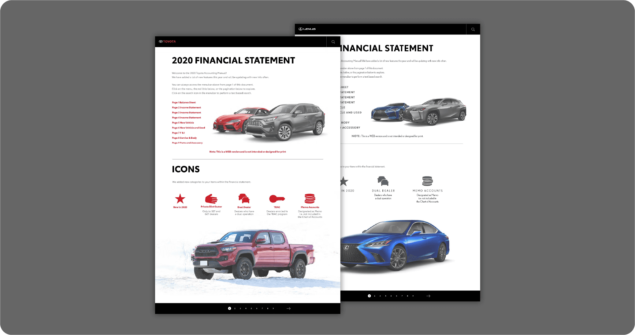 Toyota Interactive PDF home pages