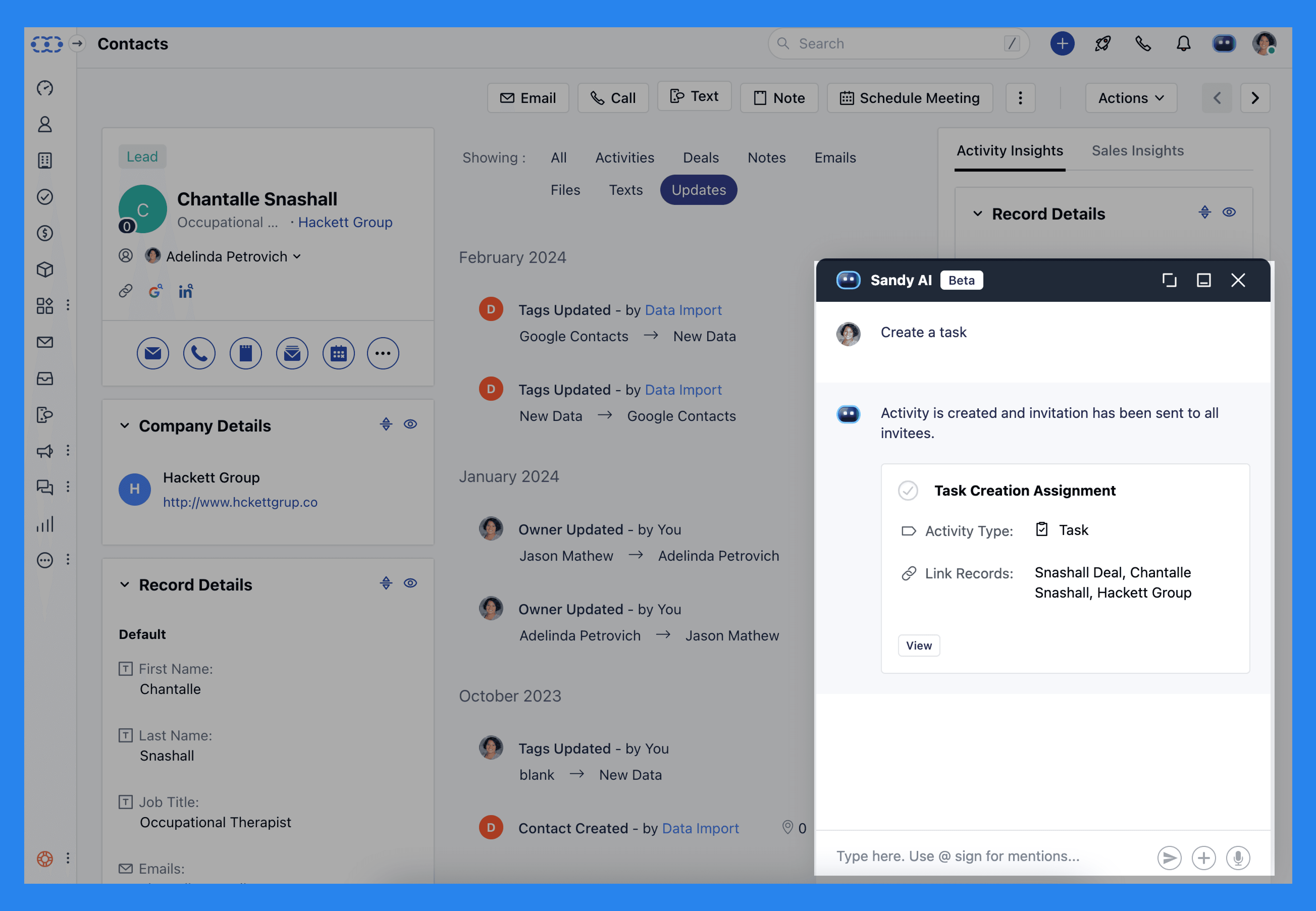 Salesmate’s Key Features: Sandy AI