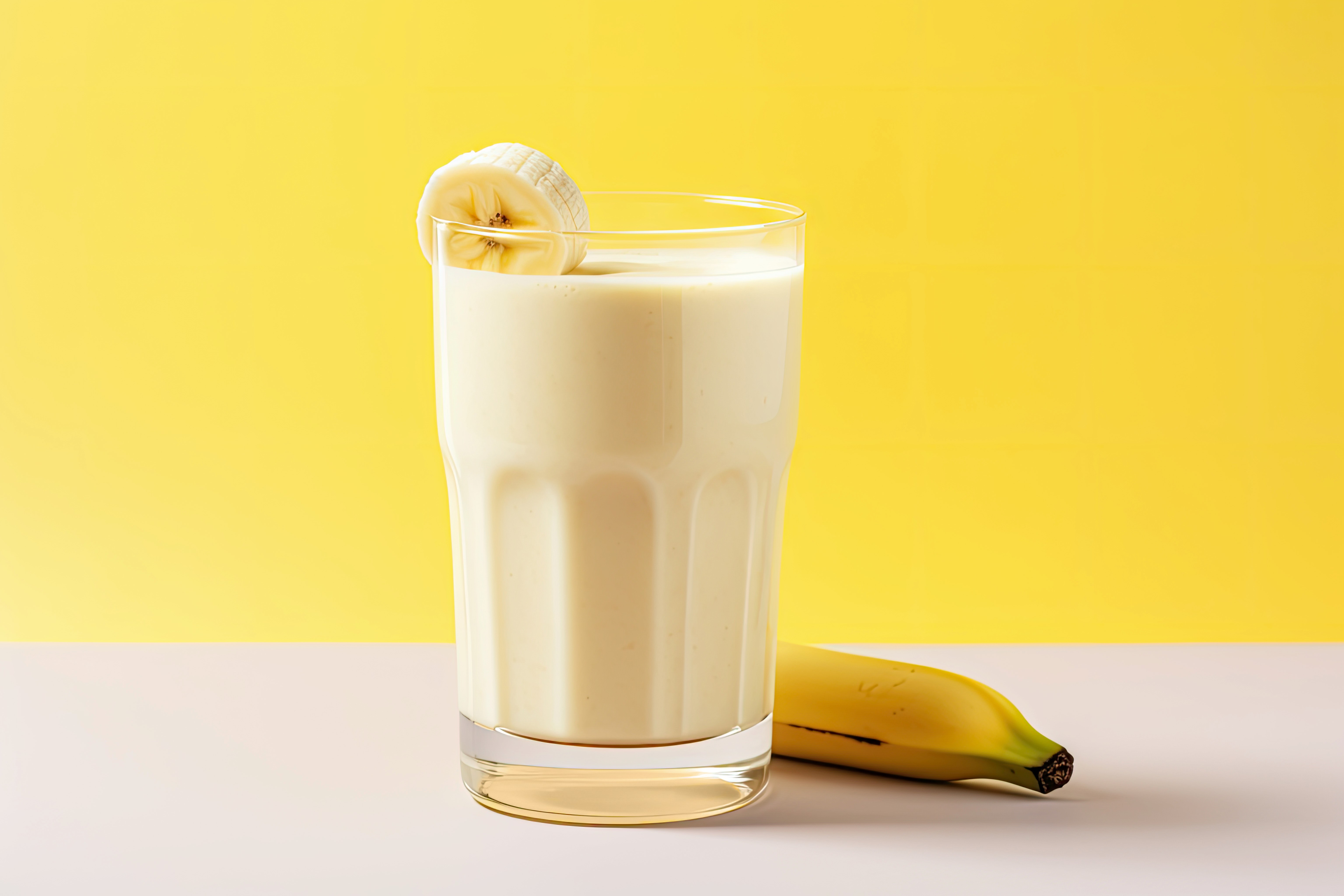 delicious banana smoothie on table