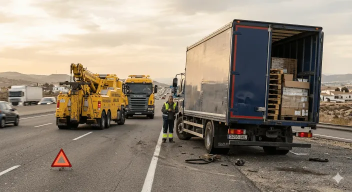 Asistencia en carretera para vehículos industriales pesados y rescate de mercancía perecedera.