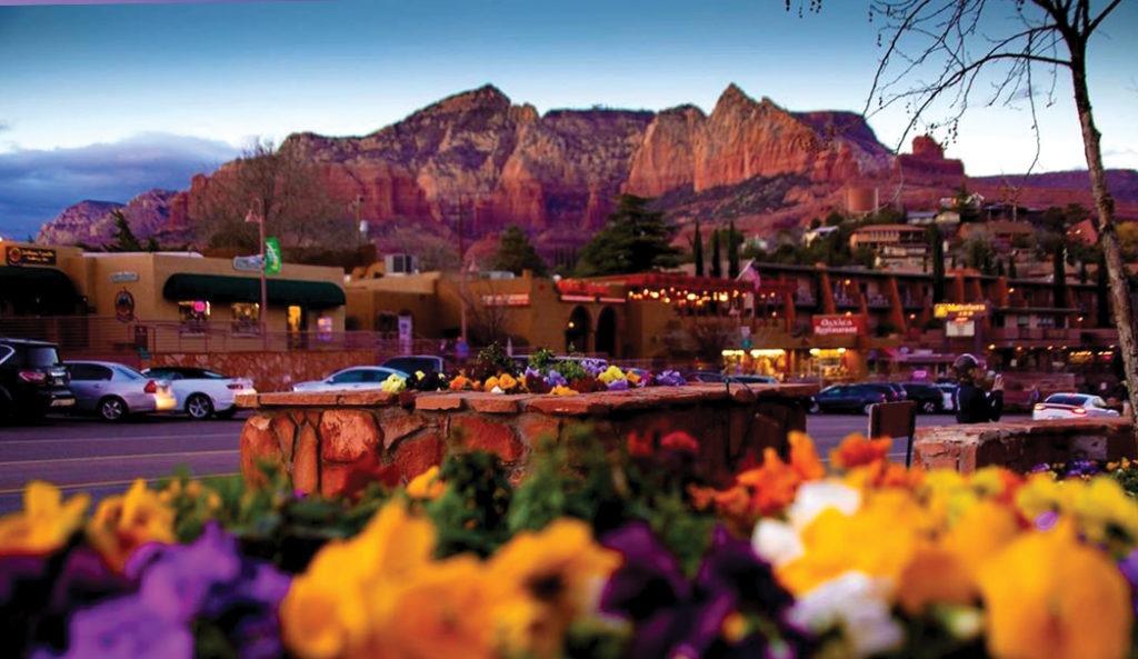 Uptown Sedona shopping district with local gift shops and boutiques