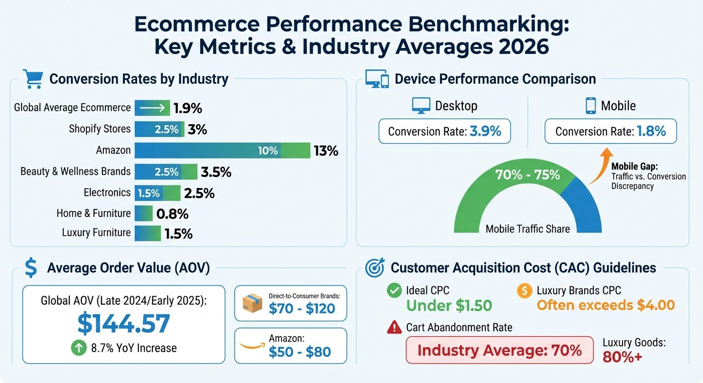 Ecommerce Performance Benchmarking: Key Metrics & Industry Averages 2026