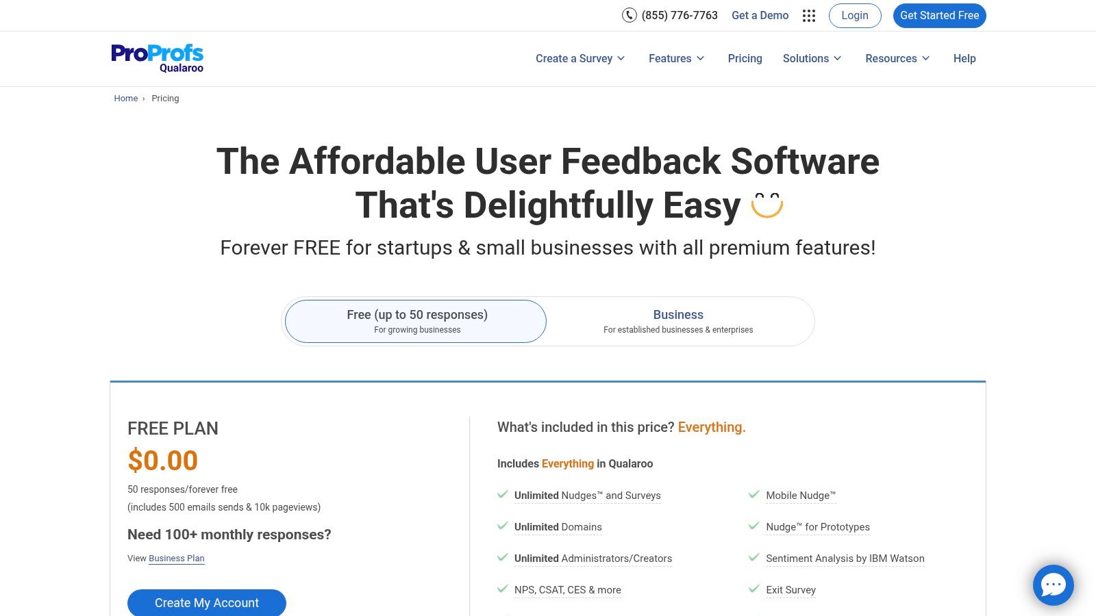 Qualaroo pricing plans and features