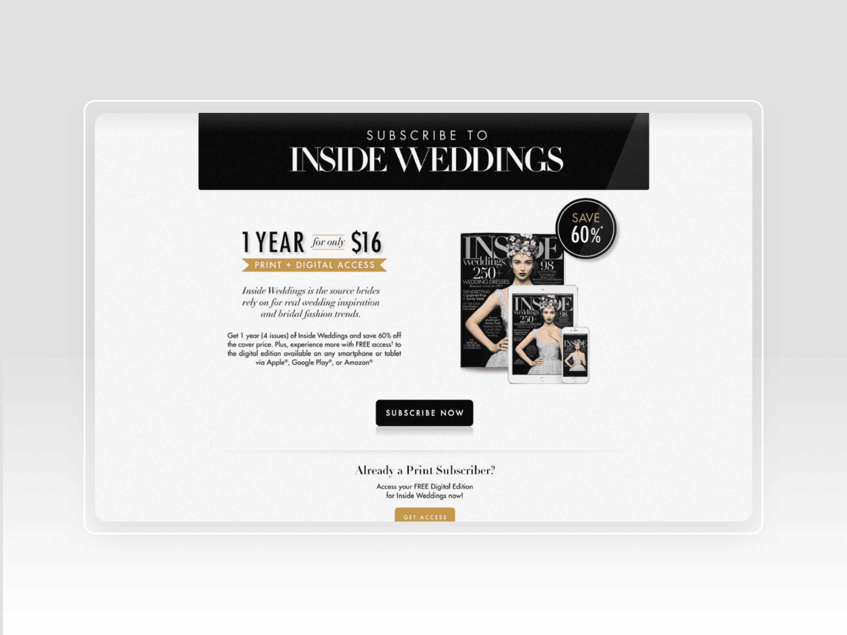Inside Weddings Subscription Page Promo