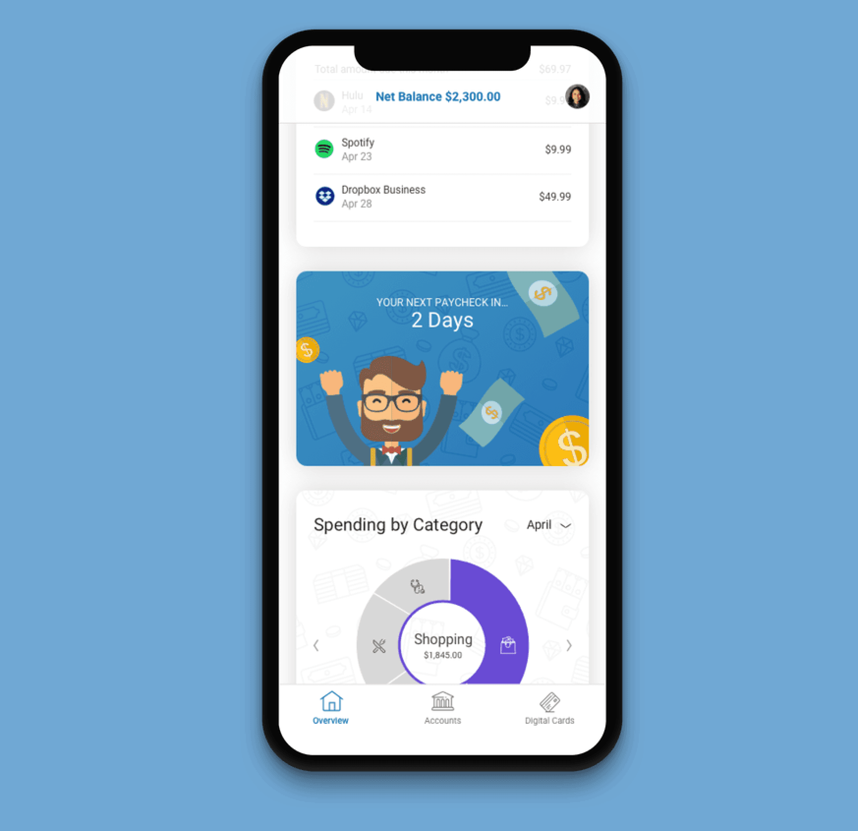 M23 account overview screen
