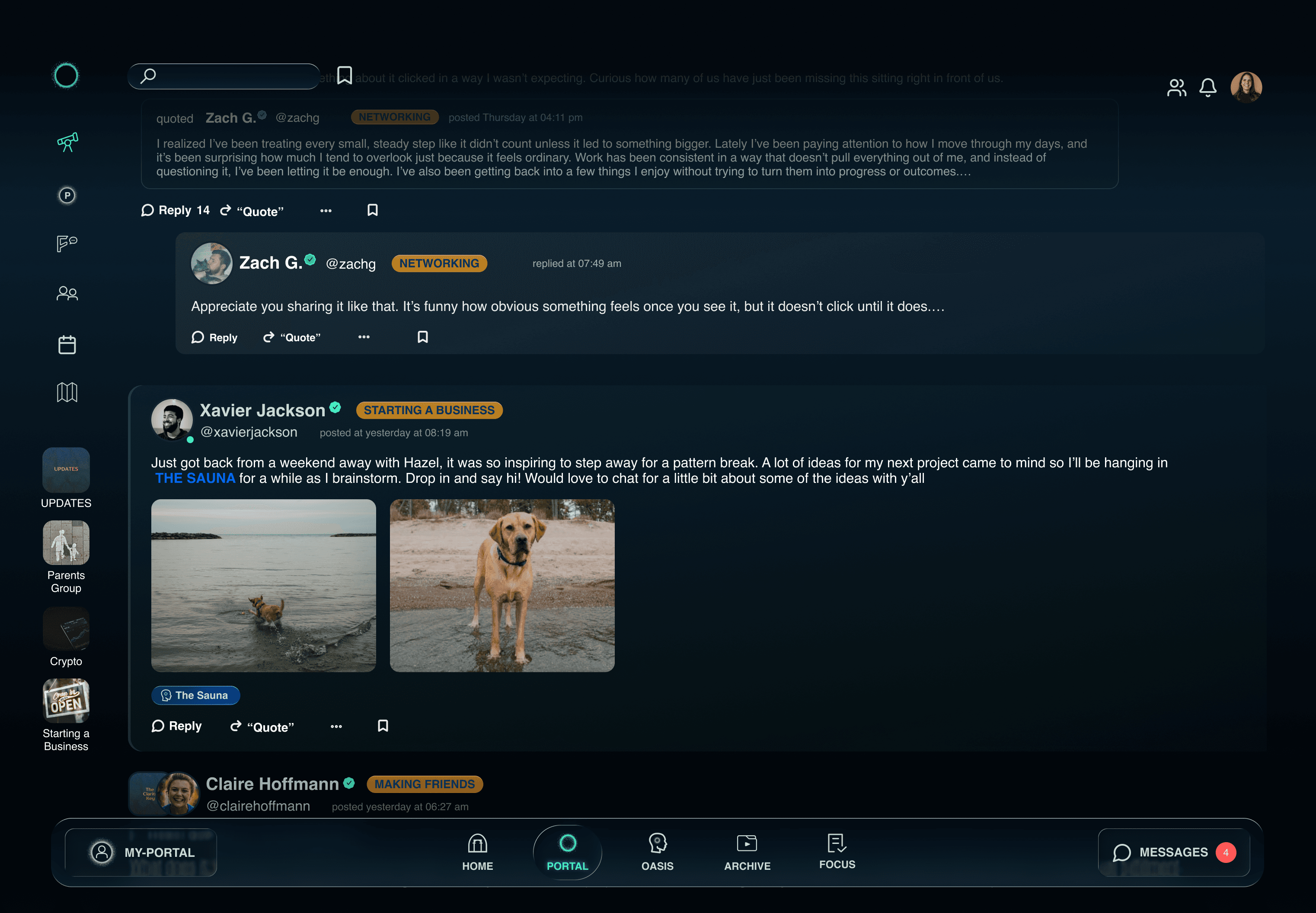 Computer screen showing Explore feed