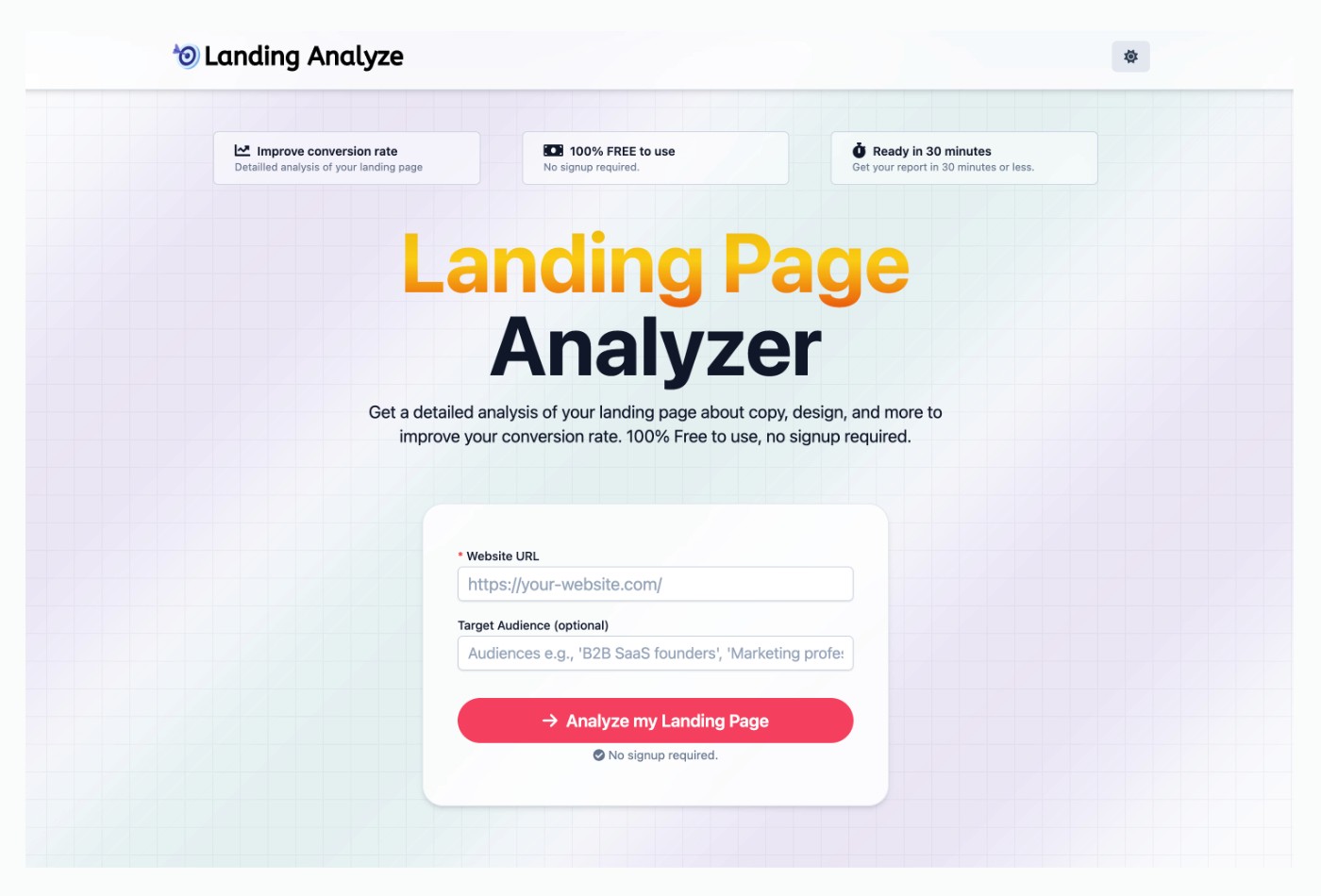 Landing page analyze