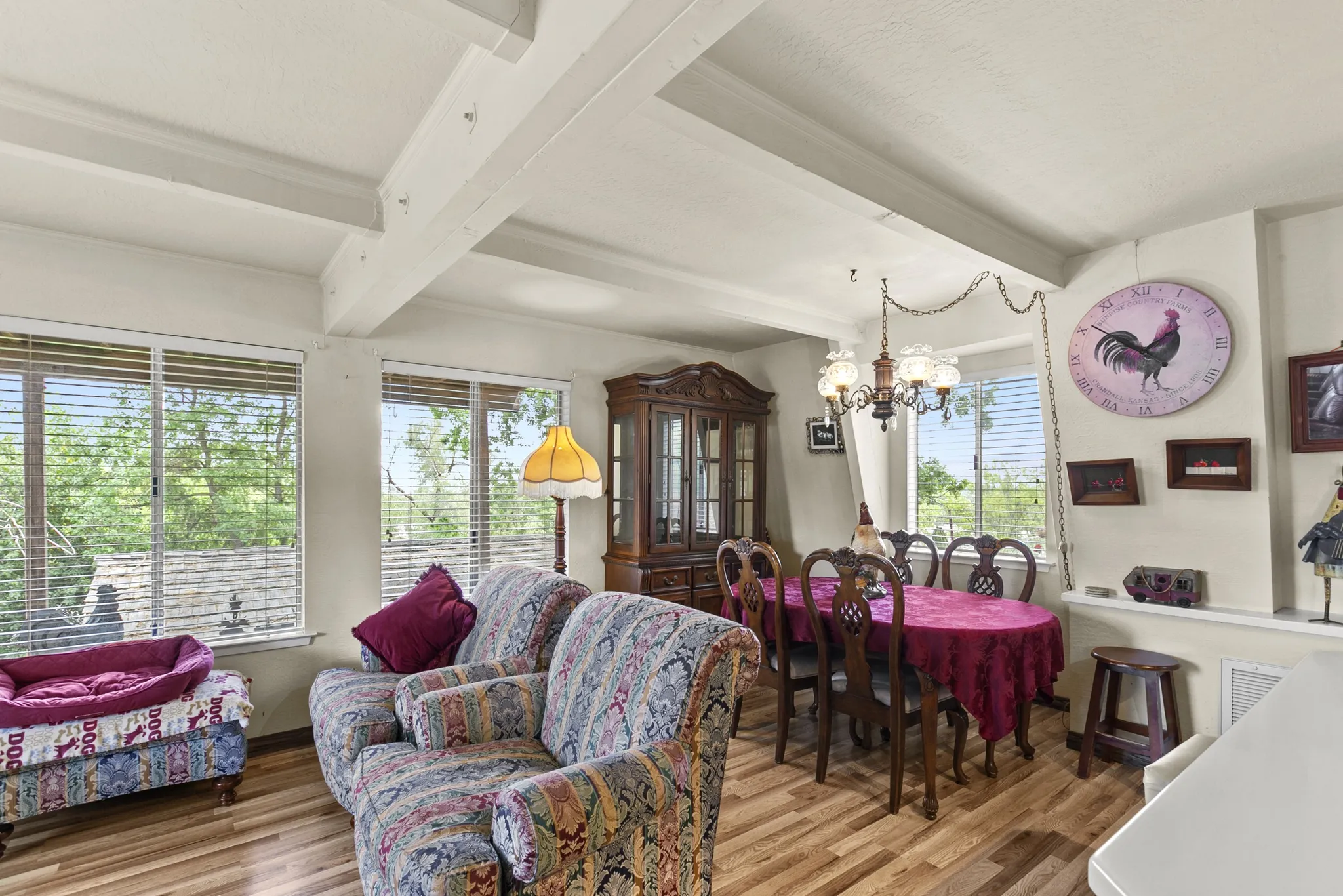 Living room with stairs to the second floor