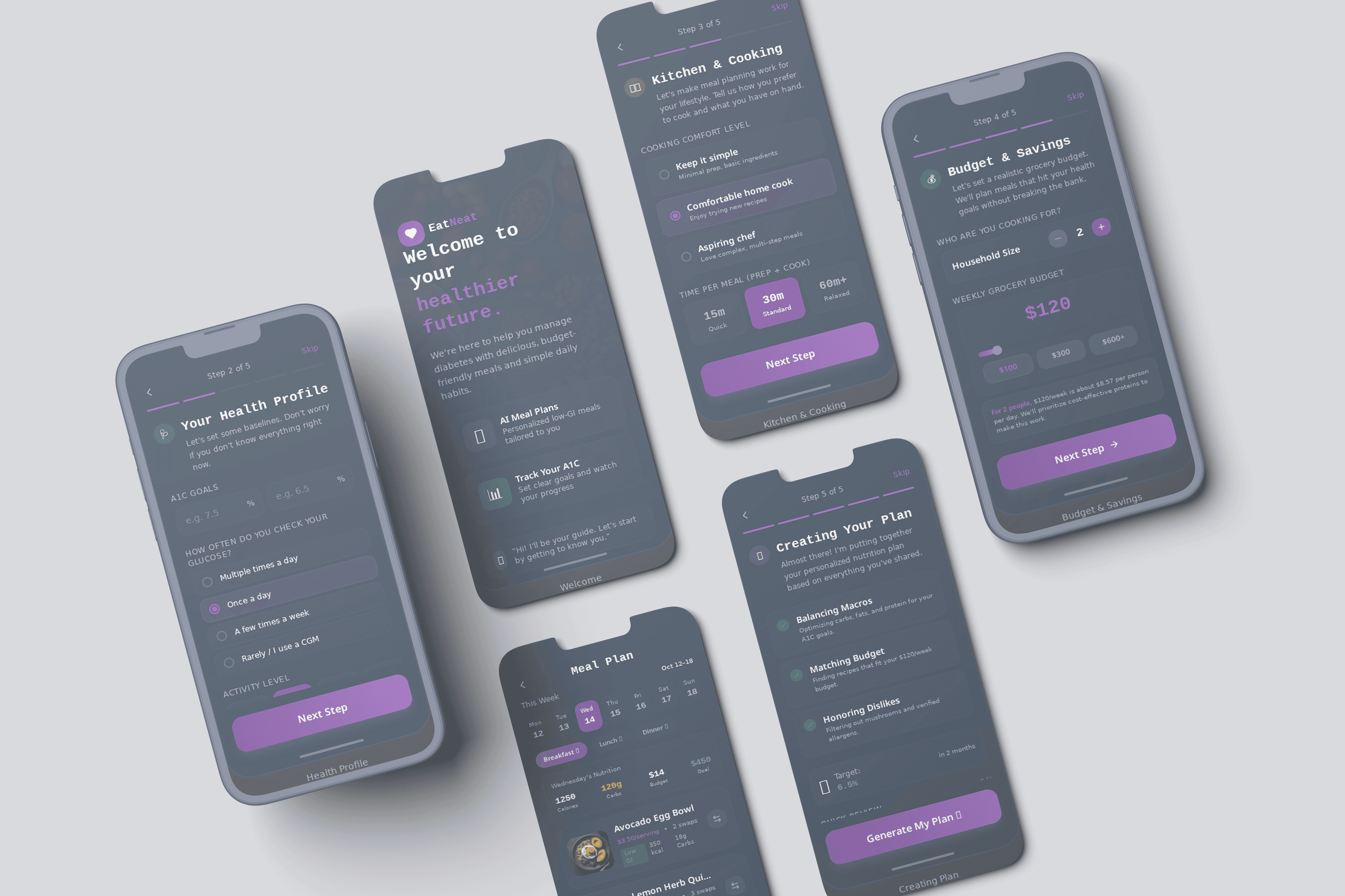 mobile hi fi screens for onboarding